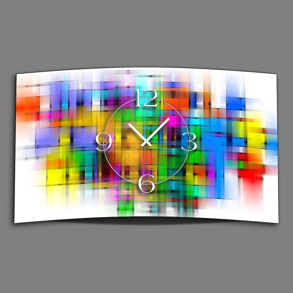 dixtime Wanduhr Abstrakt bunt Designer Wanduhr modernes Wanduhren Design leise kein (Einzigartige 3D-Optik aus 4mm Alu-Dibond)