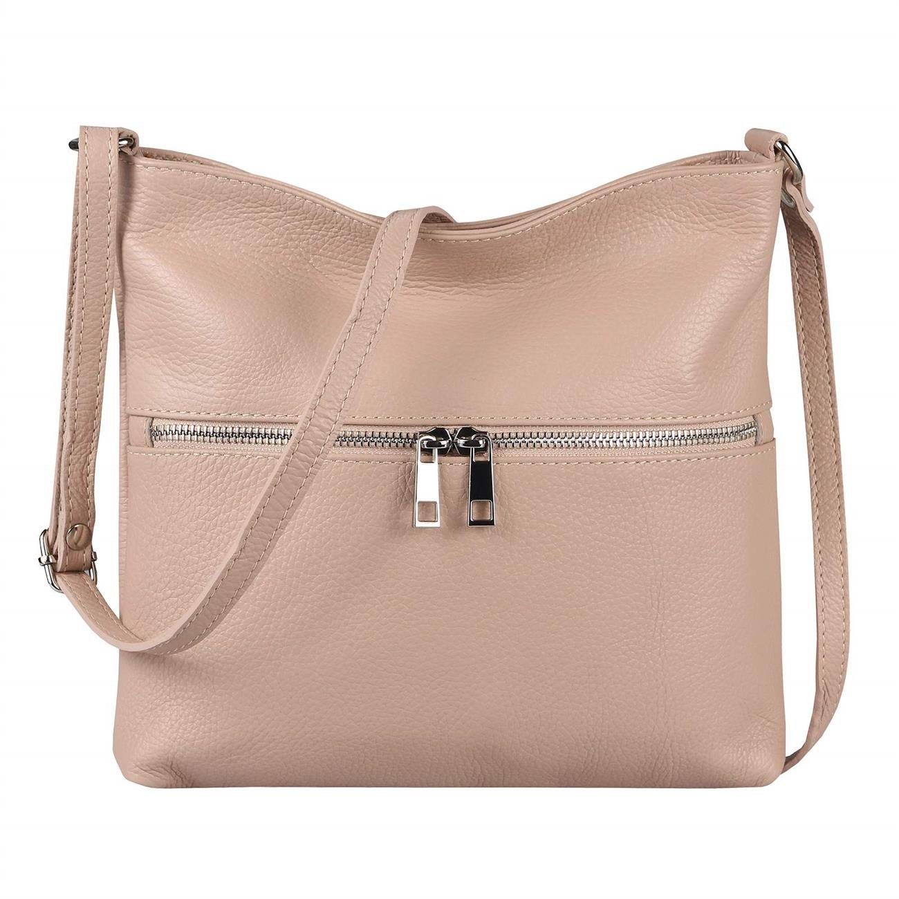 ITALYSHOP24 Schultertasche »Made in Italy Damen Leder Tasche CrossOver«,  als Handtasche, Umhängetasche, Shopper tragbar