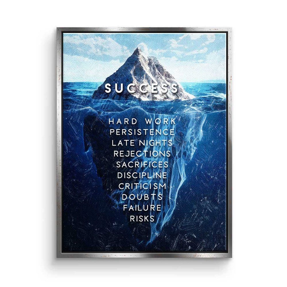 DOTCOMCANVAS® Leinwandbild, Motivation Rahmen mit des Leinwandbild Büro weißer Eisberg Erfolgs xxl Motiv Mindset Englisch