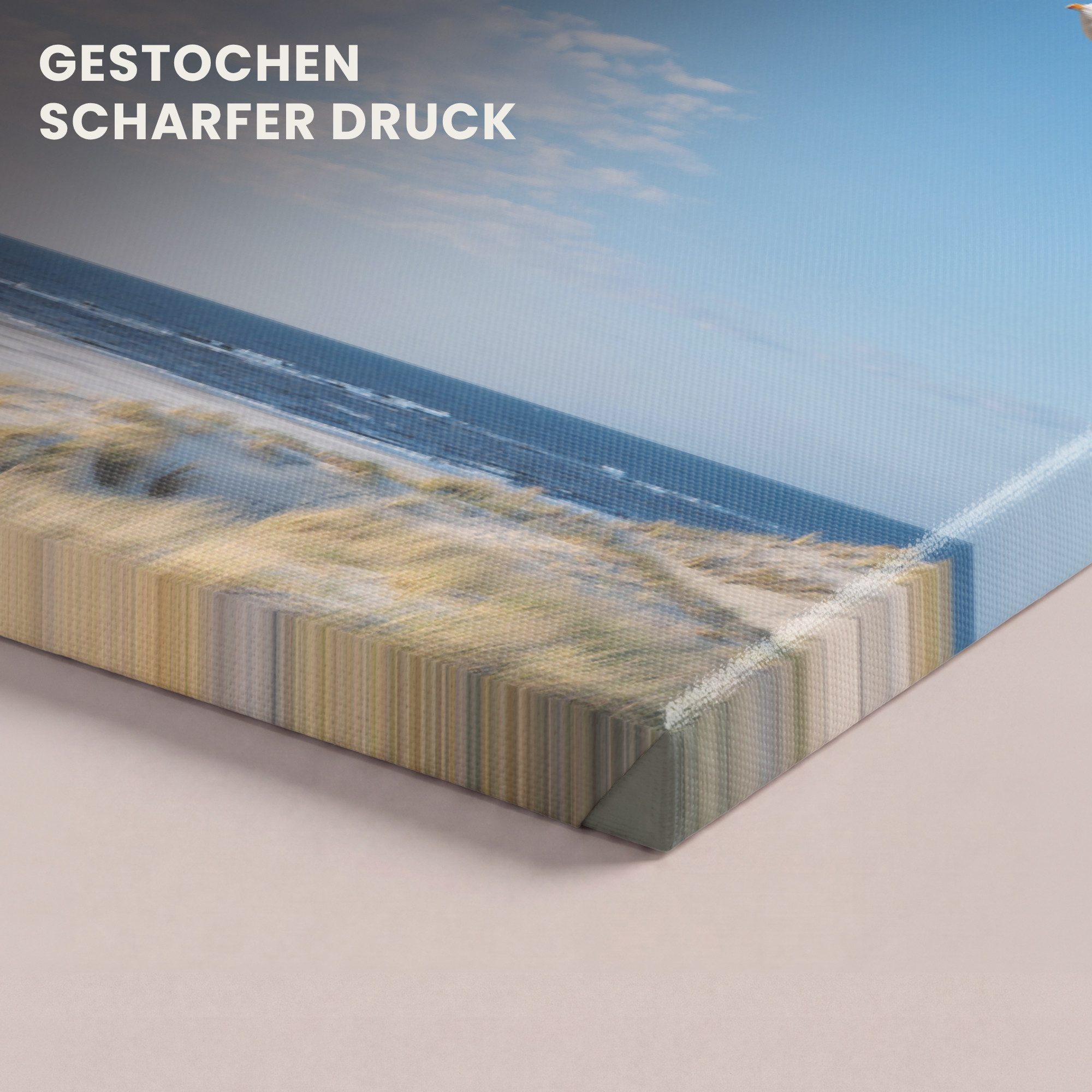 OneMillionCanvasses® Leinwandbild Panorama Düne - Möwe - Strand - Meer - Sonne, Fotodruck (1 St), Wandbild, Deko Schlafzimmer Wohnzimmer Flur 60x20 cm – Bild 3 von 5