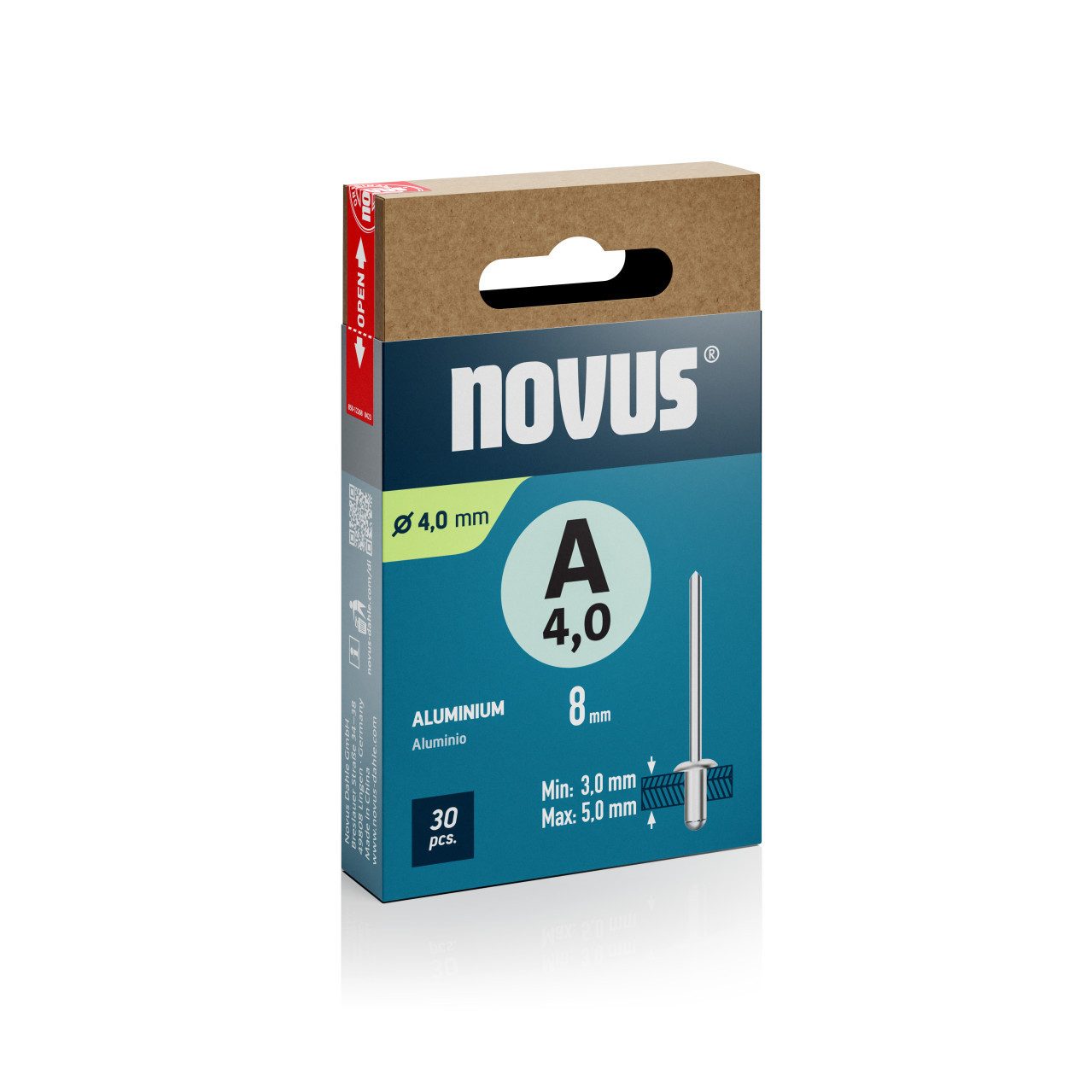 NOVUS Blindnietzange Novus Blindnieten Typ A 4 x 8 mm Aluminium 30