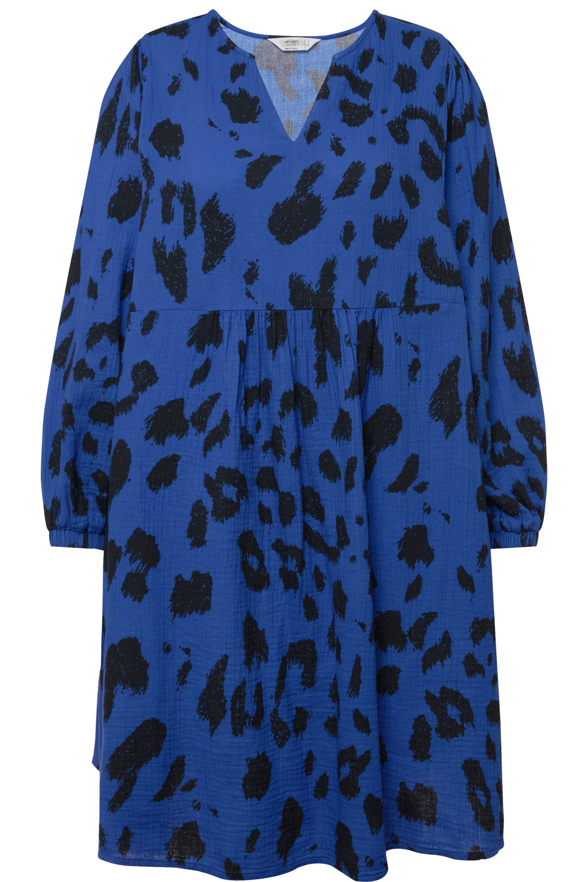 Angel of Style Midikleid Musselin-Kleid Leodruck Tunika-Ausschnitt günstig online kaufen