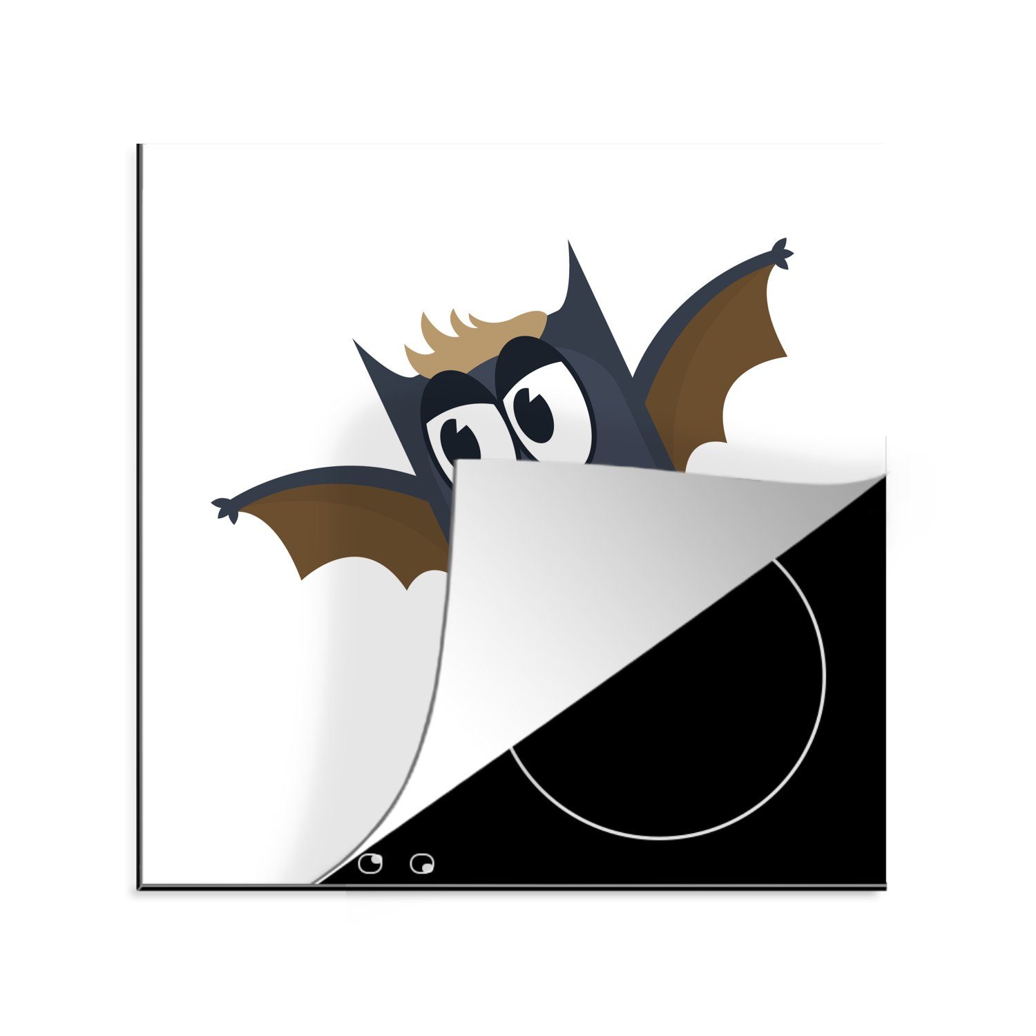 MuchoWow Herdblende-/Abdeckplatte Illustration einer Fledermaus mit kleinen Flügeln, Vinyl, (1 tlg), 78x78 cm, Ceranfeldabdeckung, Arbeitsplatte für küche