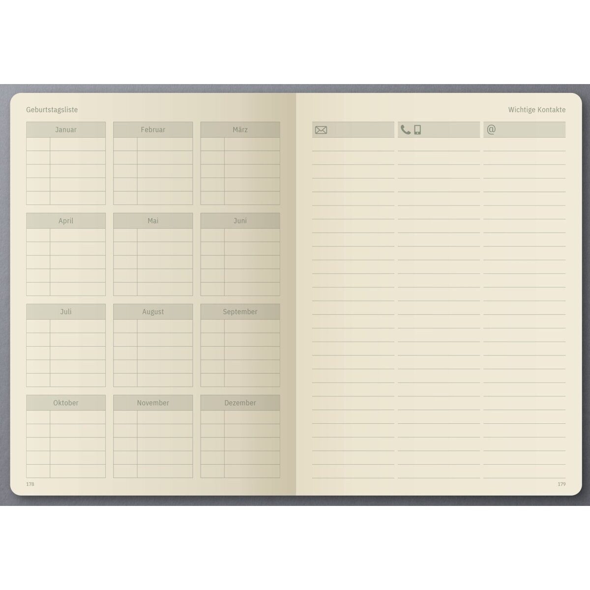 Buchkalender Wochenplaner Conceptum undatiert (DE) Hardcover 1 Woche/2 Seiten black