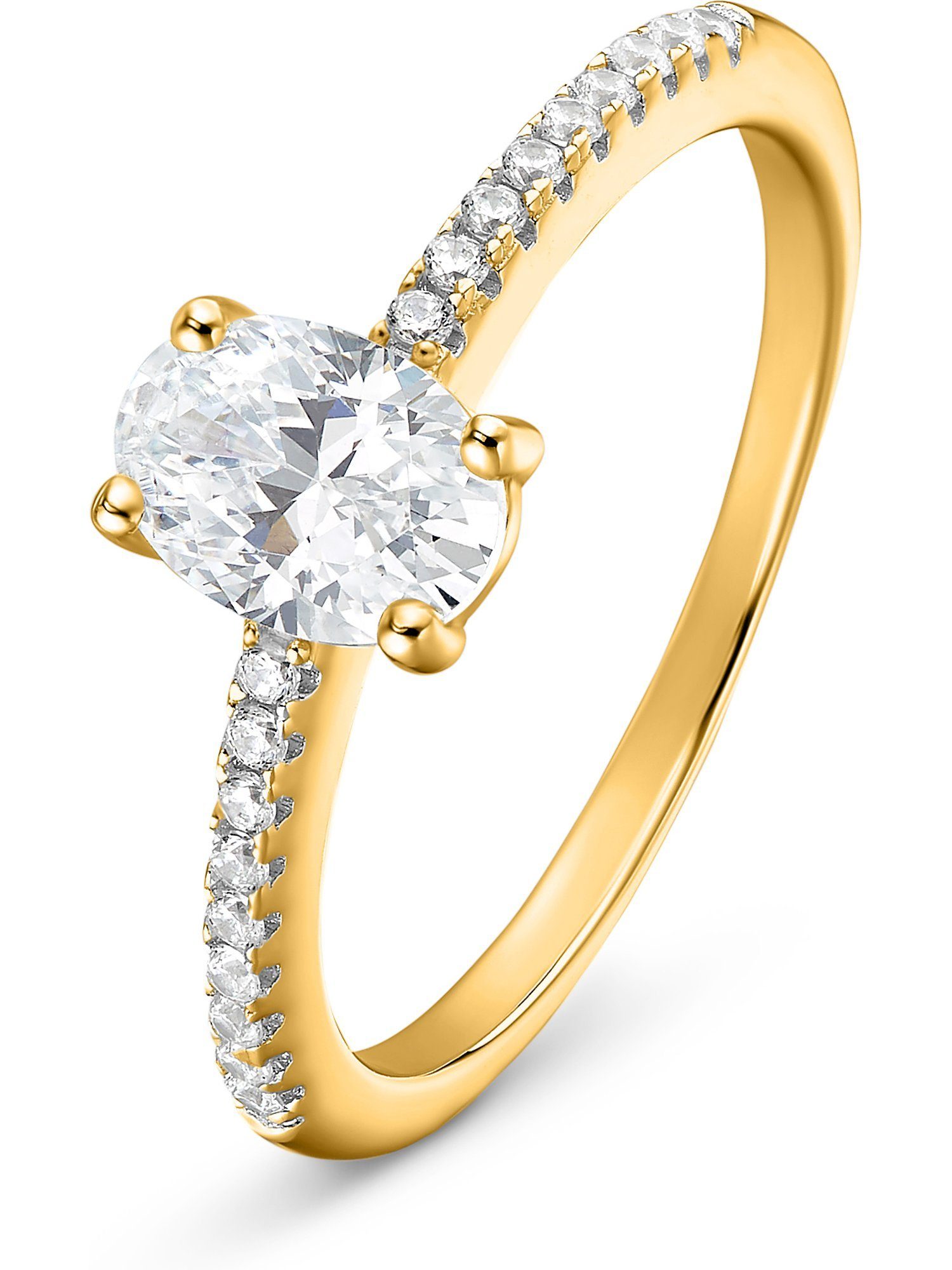 FAVS Zirkonia, Fingerring Damen-Damenring FAVS gelbgold Zirkonia, 1 925er Silber synthetisch