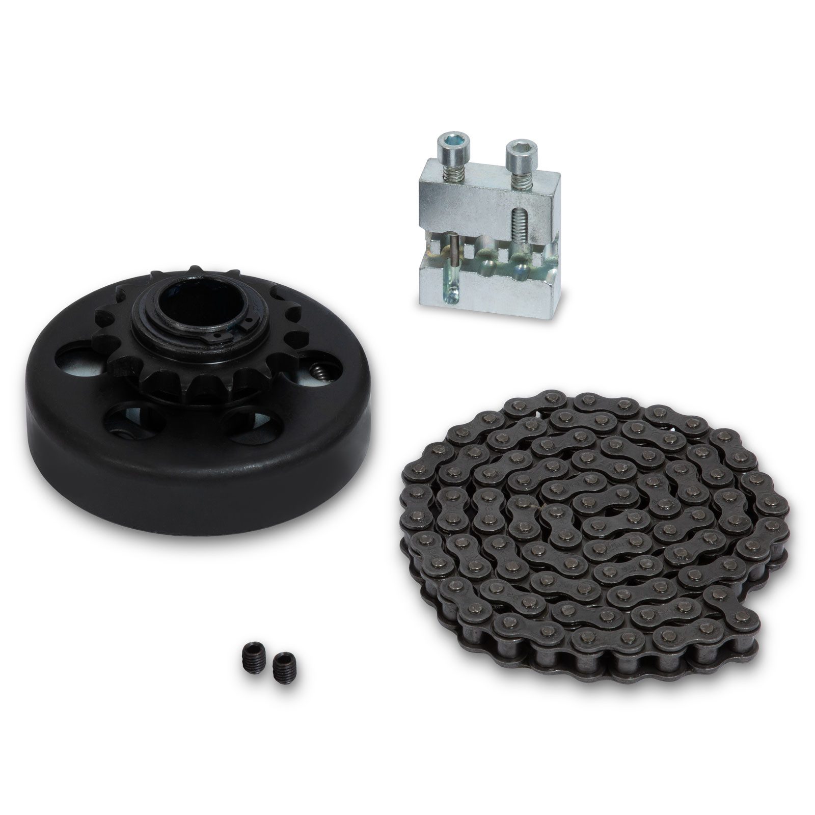 EBERTH Генераторы Fliehkraftkupplung für Welle 25,4mm Ø, Kettenradkupplung mit Kette Typ 428# 1,2m und Toolkit