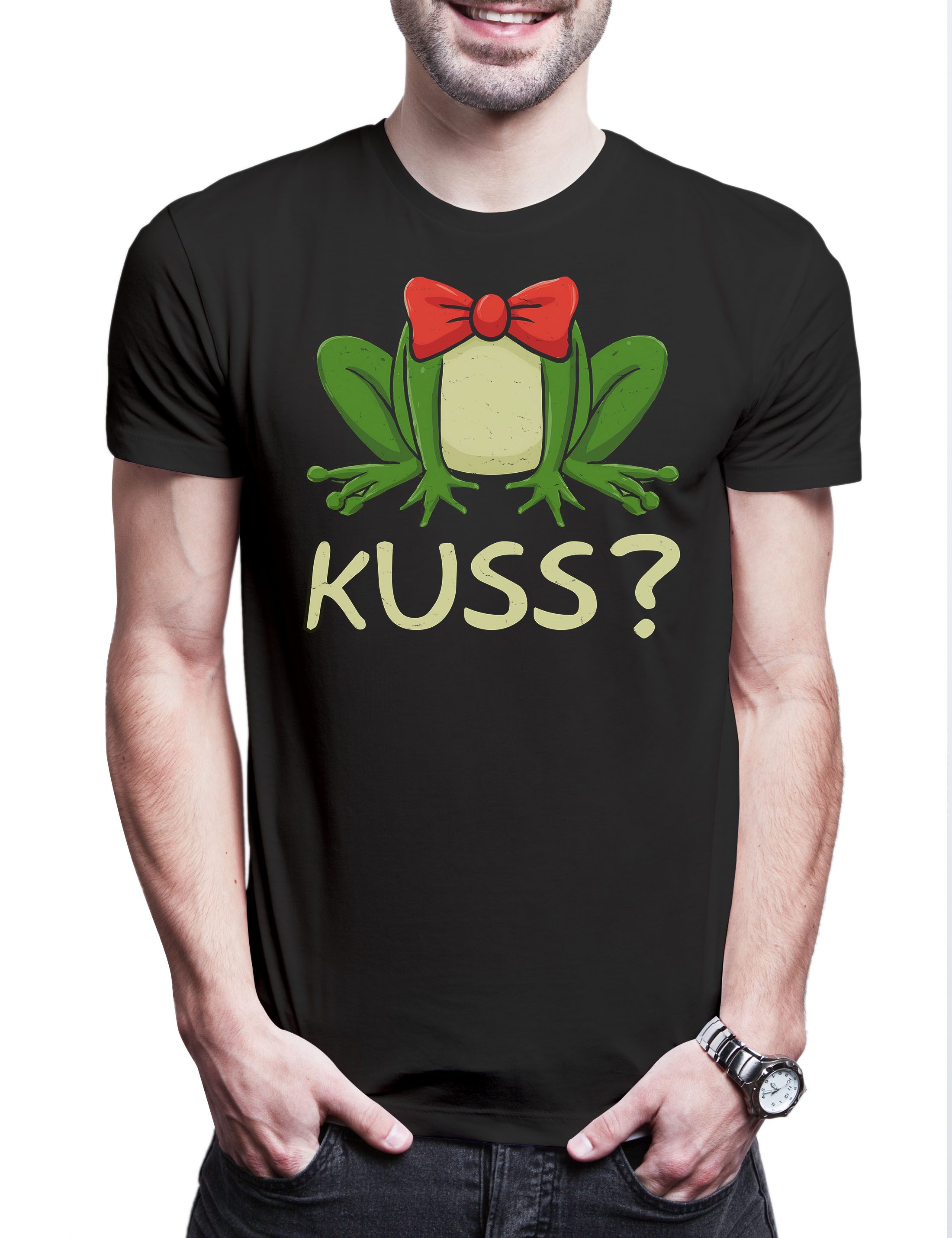 Print-Shirt Frosch Kuss? Herren T-Shirt Frosch Prinz König Verkleidung Fastnacht