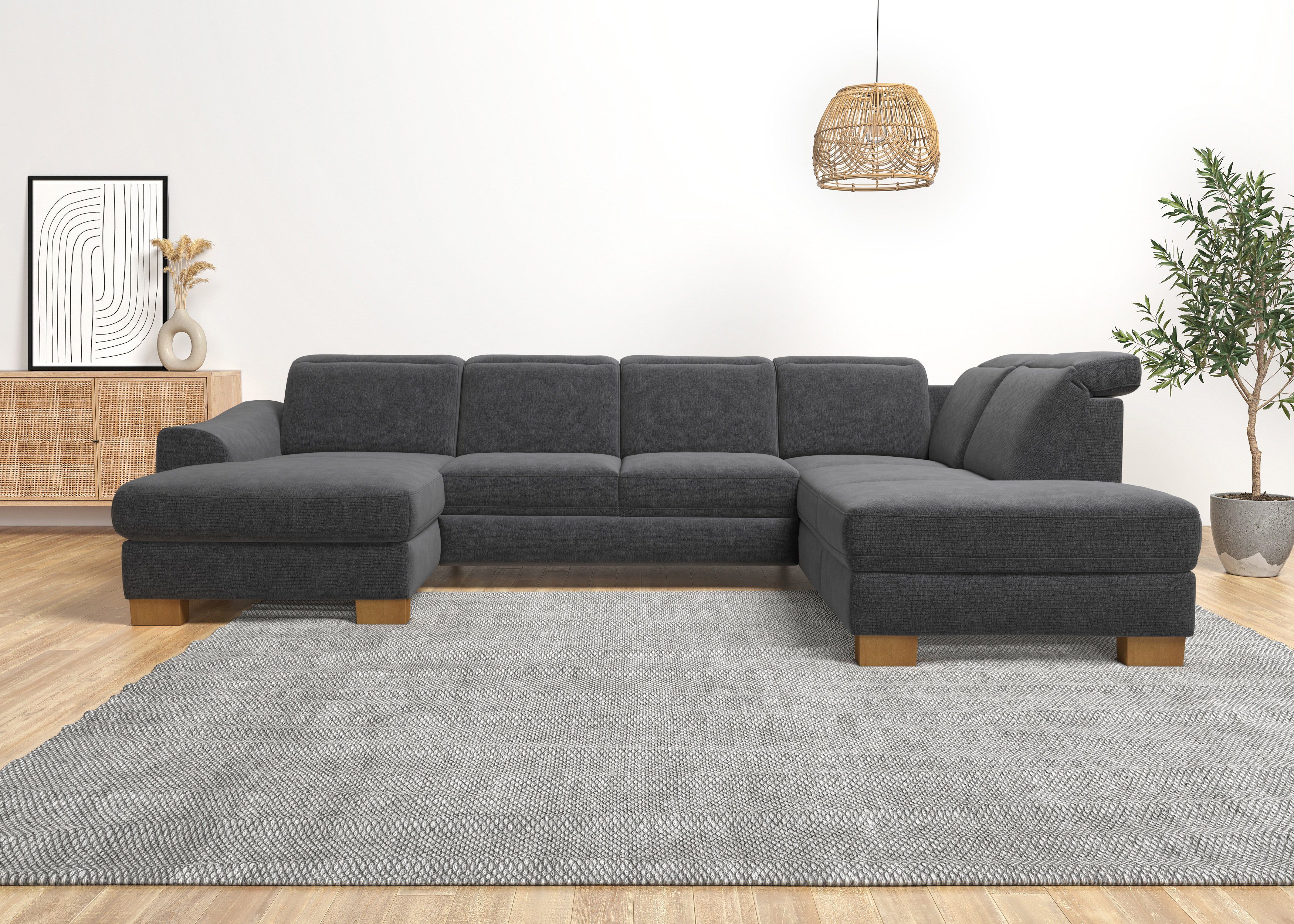 Home affaire Wohnlandschaft Dundee U-Form, wahlweise mit Kopfteilverstellung und zusätzlich mit Bettfunktion