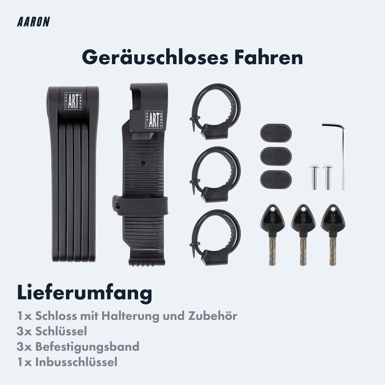 AARON Faltschloss Stufe 18 Hochsicherheits-Faltschloss mit Halterung 110 cm Fahrrad – Bild 5 von 5