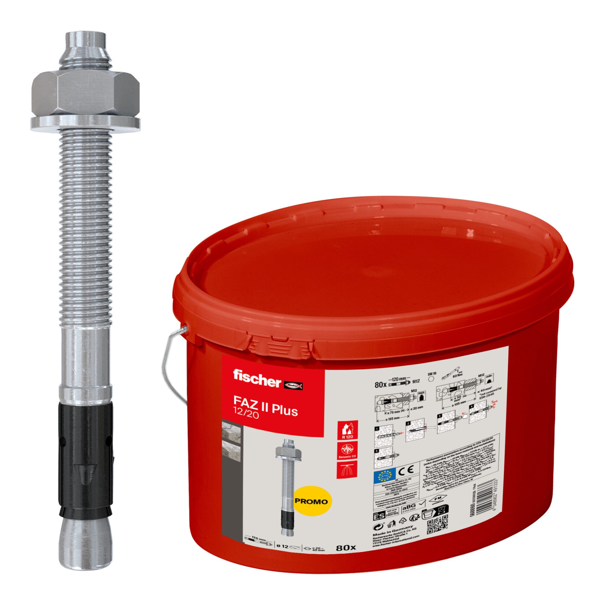 fischer Befestigungsanker fischer Bolzenanker FAZ II Plus 12/20 im Eimer