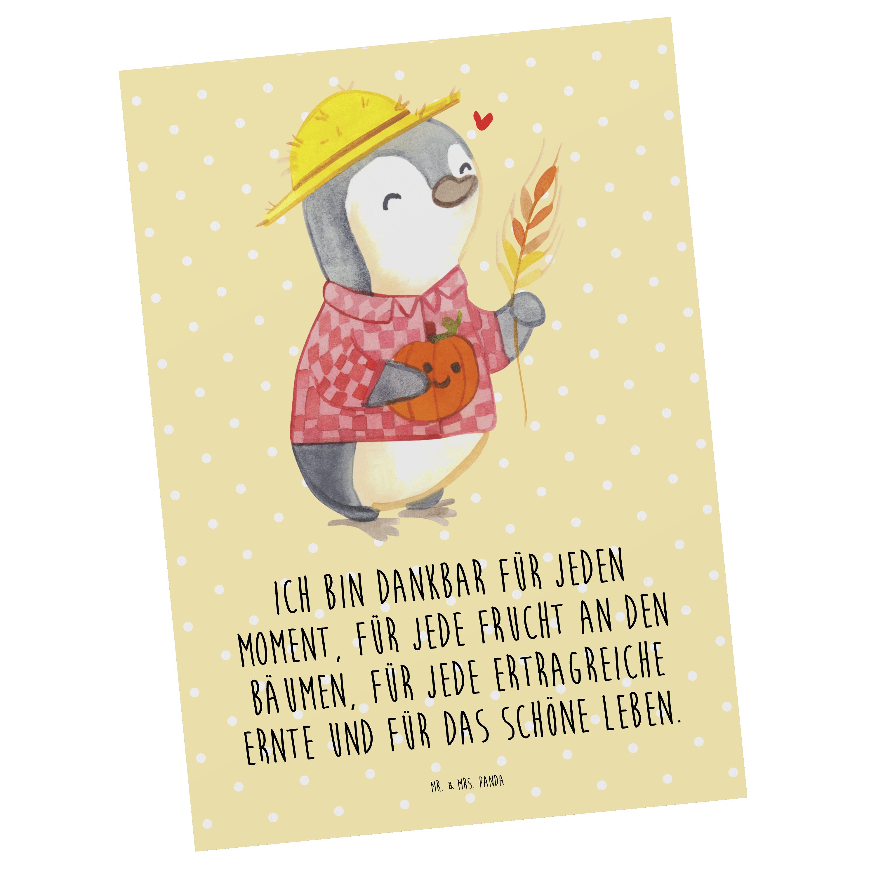 Erntedankfest Panda - - Motiv, Mrs. Gelb Pastell Postkarte Ernted Mr. Herbst & Pinguin Geschenk,