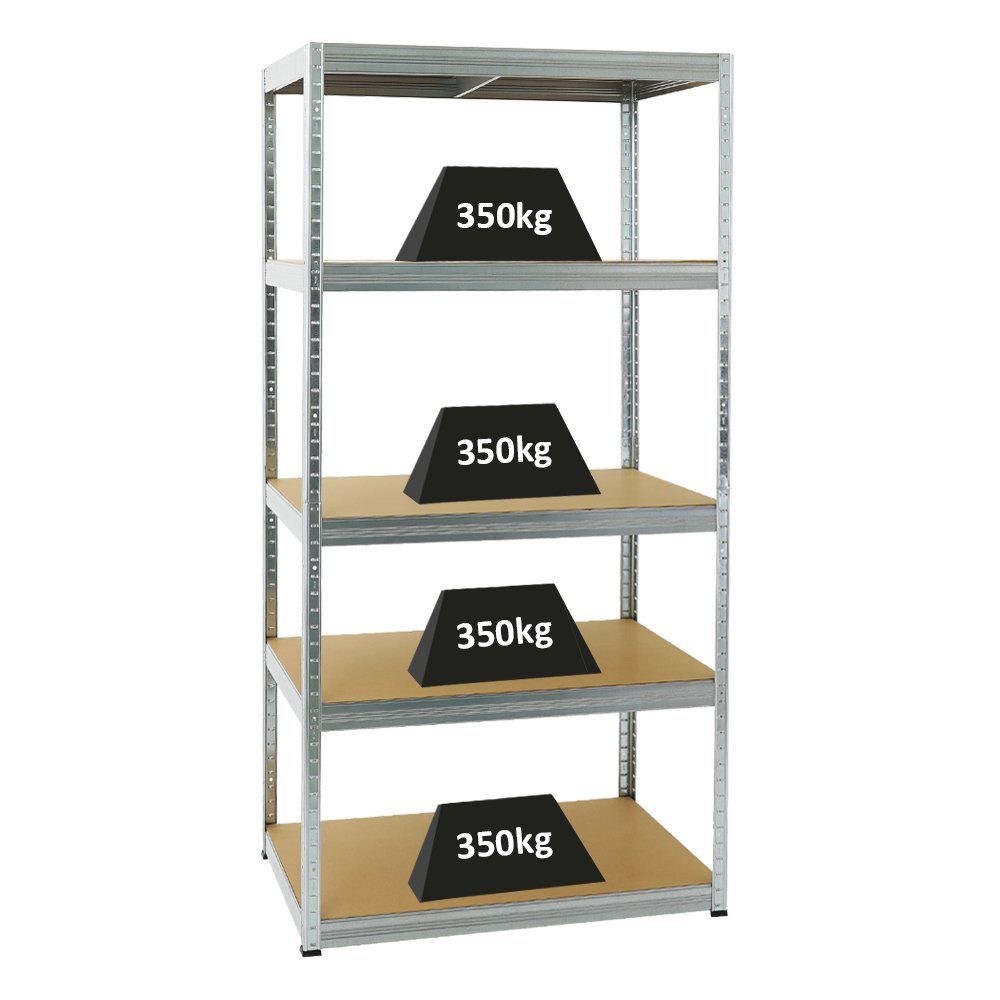 PROREGAL® Schwerlastregal Lagerregal Steckregal ELEPHANT 180x90x60cm Fachlast 350kg Verzinkt, Stabiles Kellerregal Stahlregal mit hoher Fachlast
