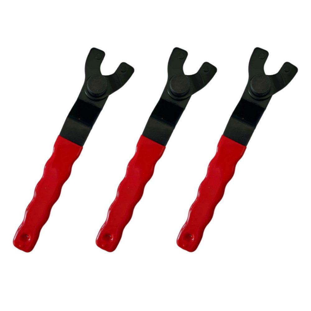 Trade-Shop Zweilochschlüssel Stirnlochschlüssel 3x verstellbar 10mm - 40mm für Flex Winkelschleifer (3 St), Länge: ca. 190mm / mit rutschfestem, gummiertem Griff