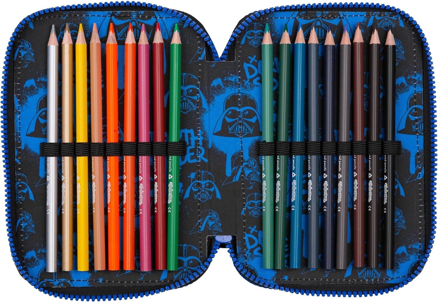 GOLDKIDS Federmäppchen 3 Fächer - Mäppchen für Mädchen und Jungen -, (Federmappe 3-Fach Federtasche, 1-tlg., Gefüllte Schüleretui 46-teilig - Schulmäppchen und Hausaufgabenheft), - Star Wars Motiv