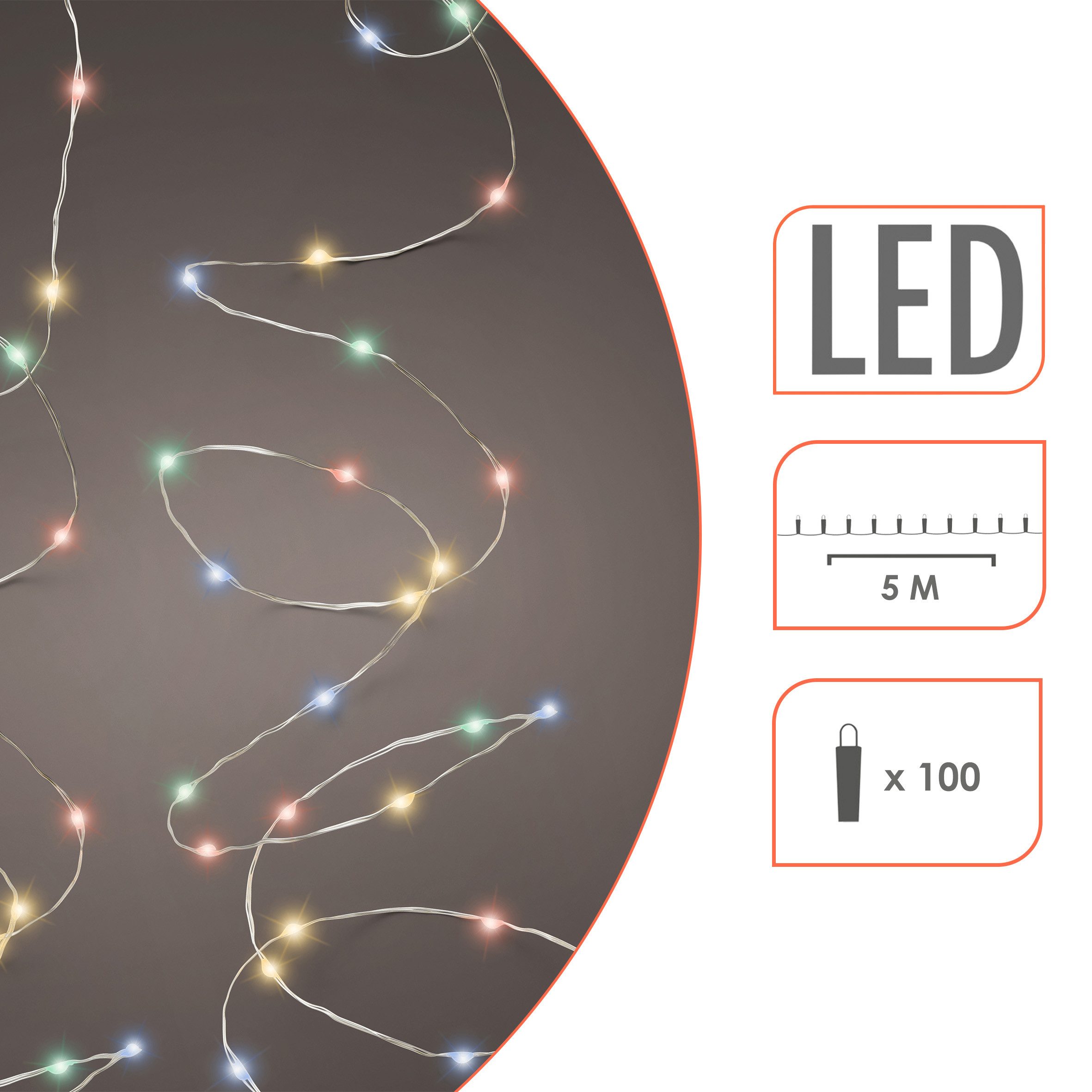Spetebo LED-Lichterkette LED Draht Lichterkette 5 m - 100 LED, 100-flammig, günstig online kaufen