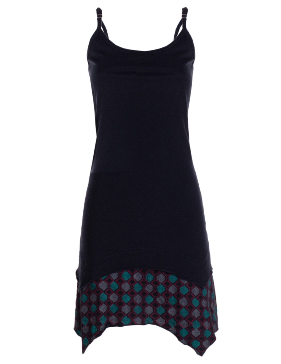 Sommerkleid Damen Träger Zipfelsaum Bedruckt Jersey Baumwolle