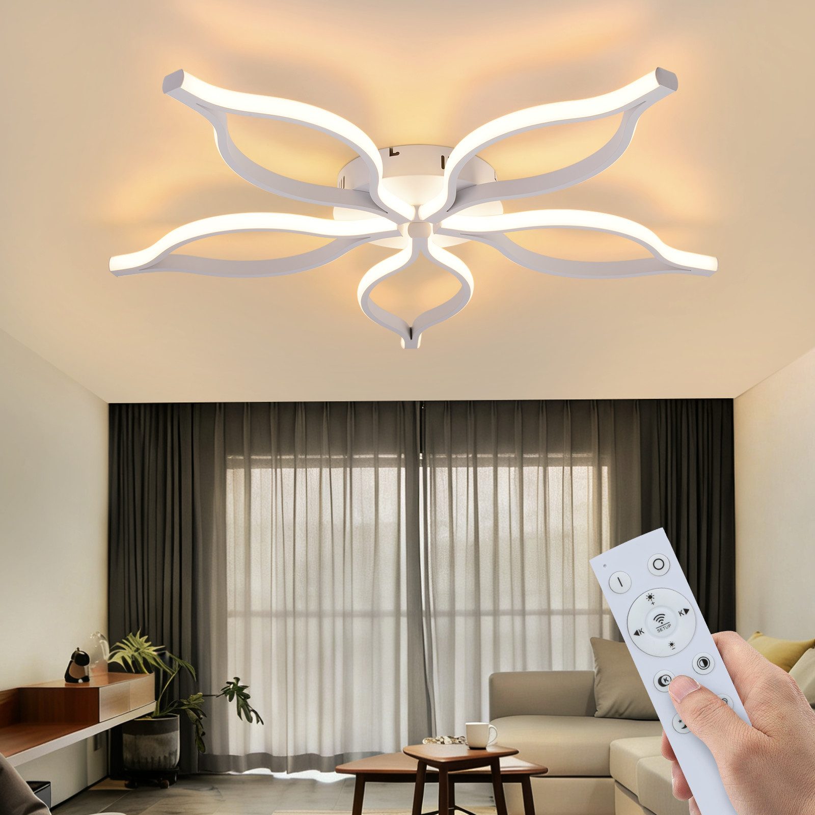 ZMH LED Deckenleuchte Wohnzimmer Deckenlampe - 80CM Wohnzimmerlampe 75W
