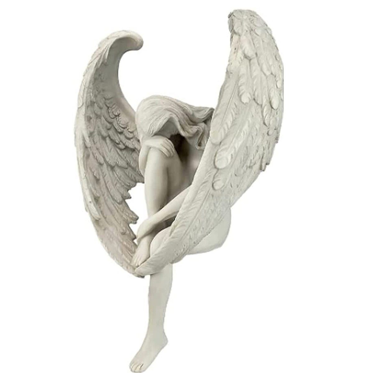 Leway Dekofigur Gartendeko Skulpturen Statuen Engel mit Flügeln sitzende  Statue Figur Dekoration Garten Ornamente Geschenk aus hochwertigem  Kunstharz (1 St)