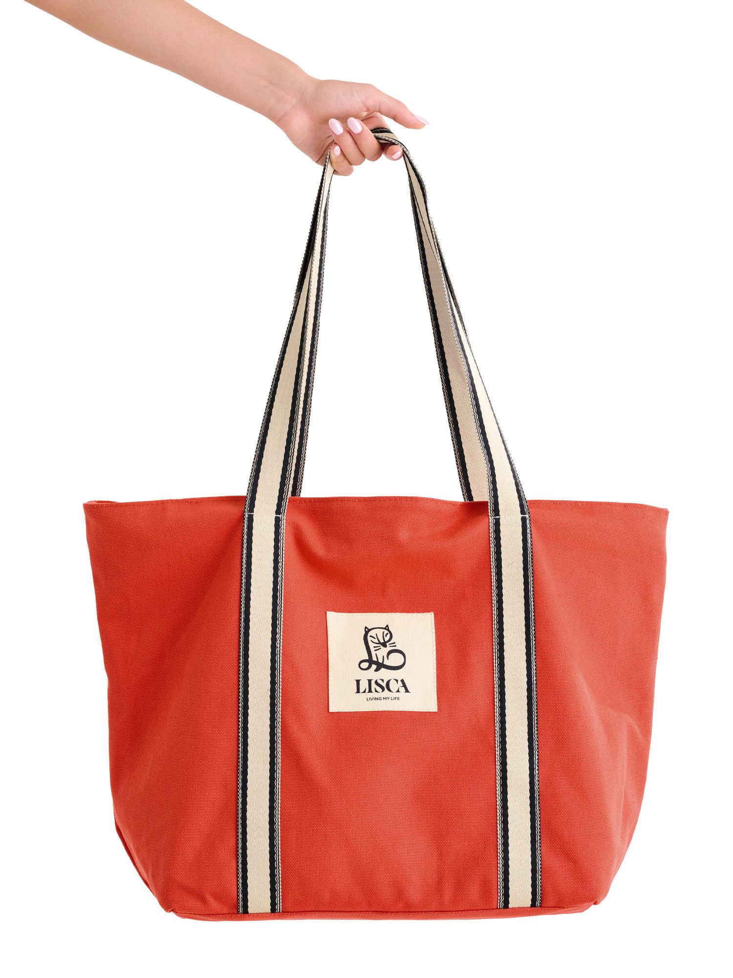Lisca Strandtasche Tasche Portofino (Stück), reine Baumwolle, Kontrastfarbene Henkel