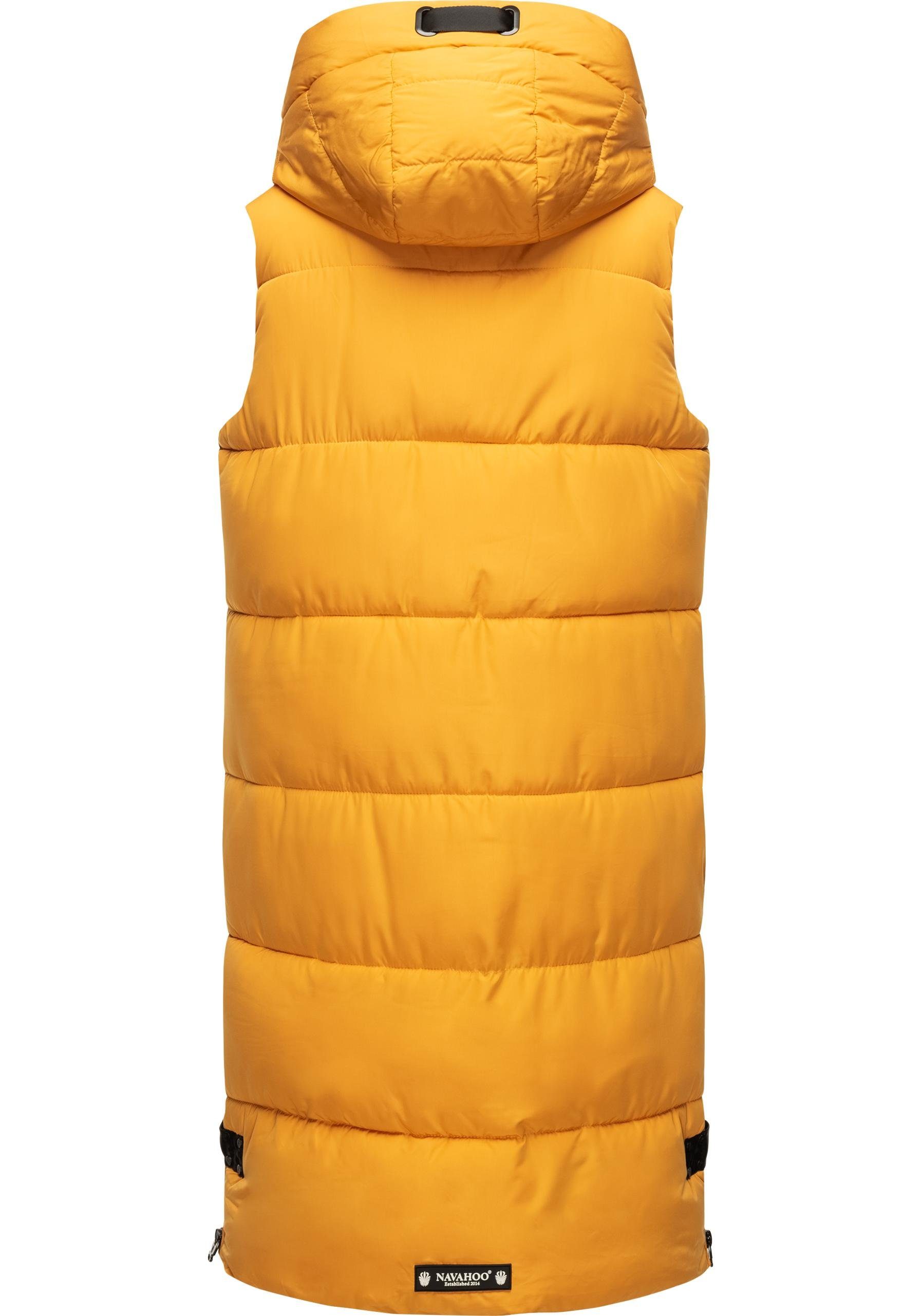 Navahoo Steppweste Schnuffelchen (1-tlg) warme Damen Outdoor-Weste lang mit Kapuze