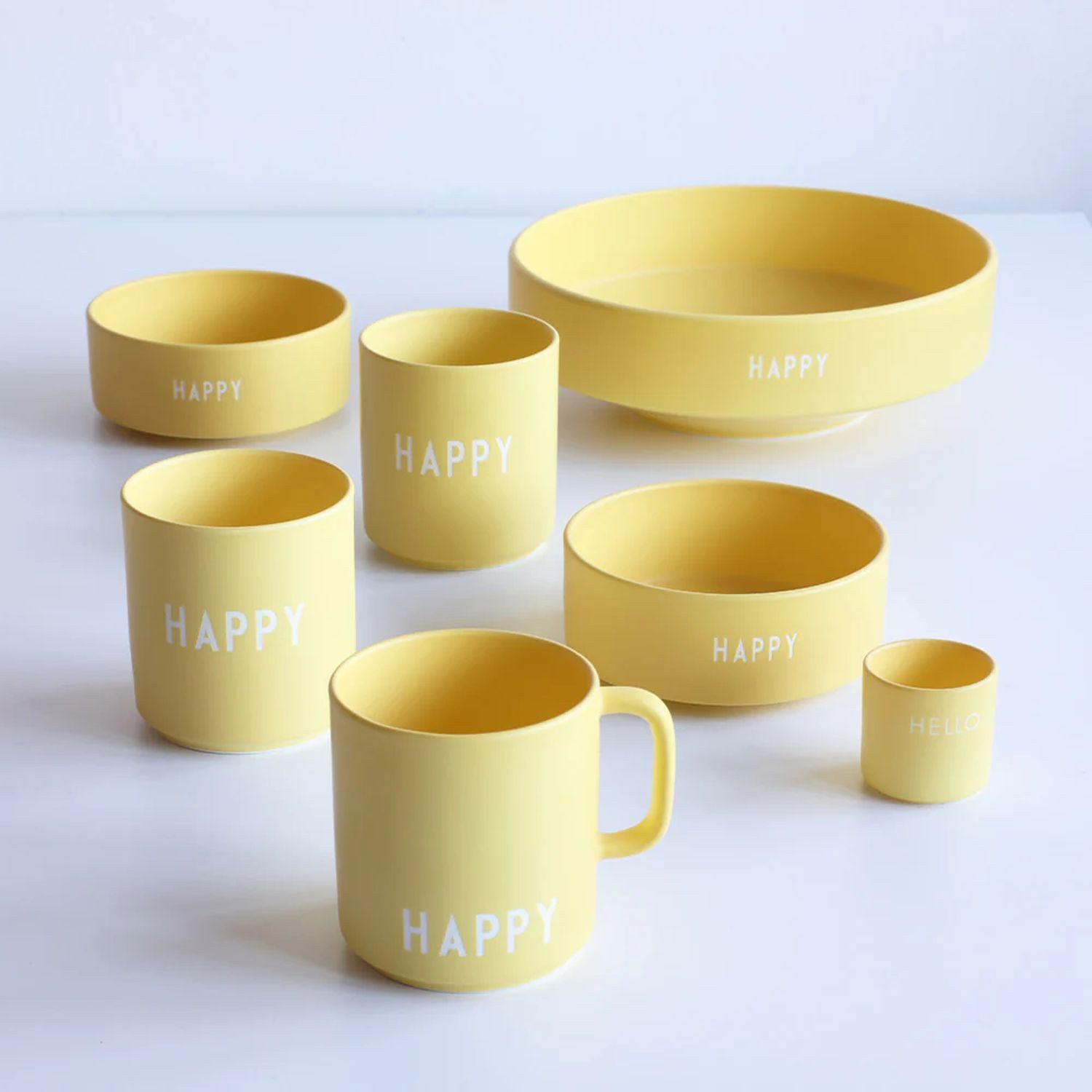 Design Letters Snackschale Snack Bowl Happy Gelb, Porzellan
