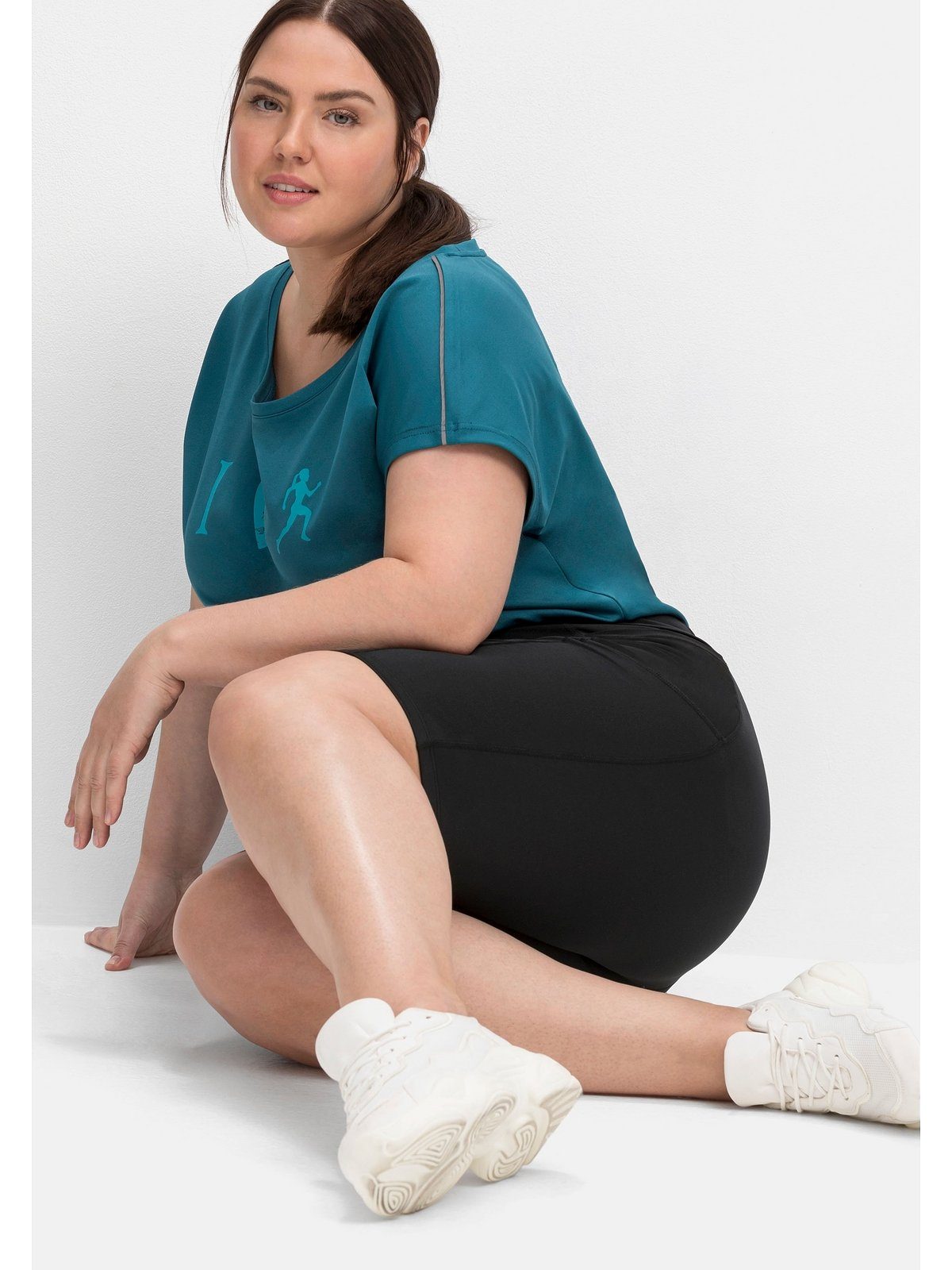 Sheego Radlerhose Große aus mit Funktionsmaterial, Größen Mesh-Taschen