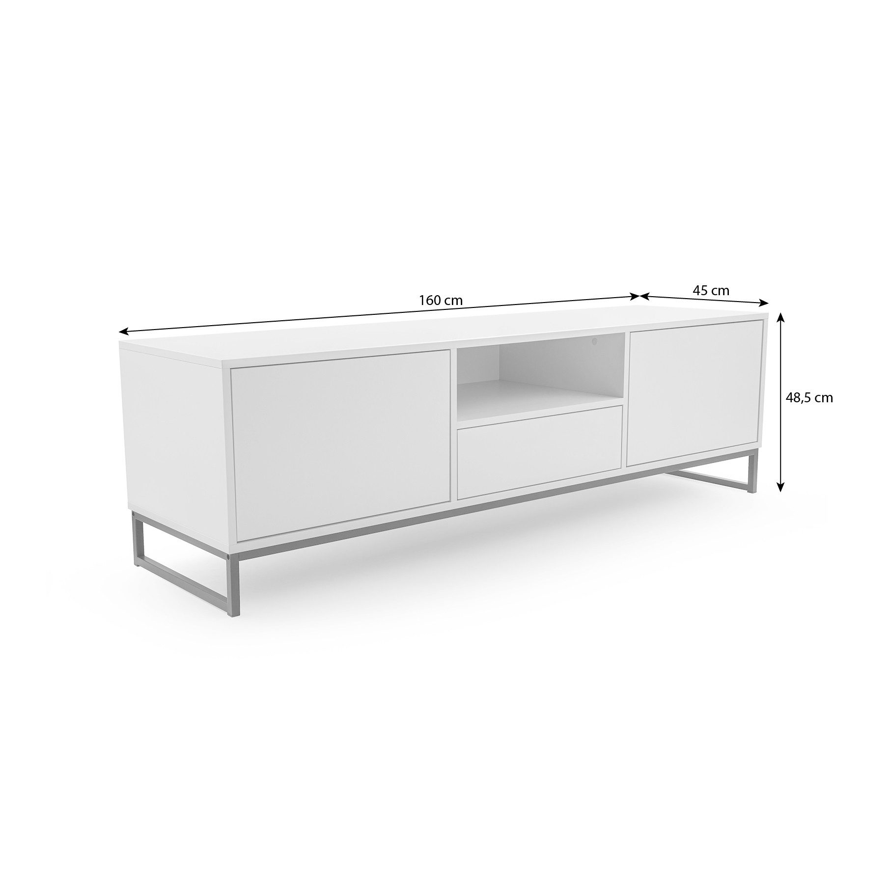 Beautysofa TV-Schrank GIANA elegante grifflos mit 2 Türen und Schublade (erhältlich in Sandbeige oder Flaschengrün) Breite: 160 cm