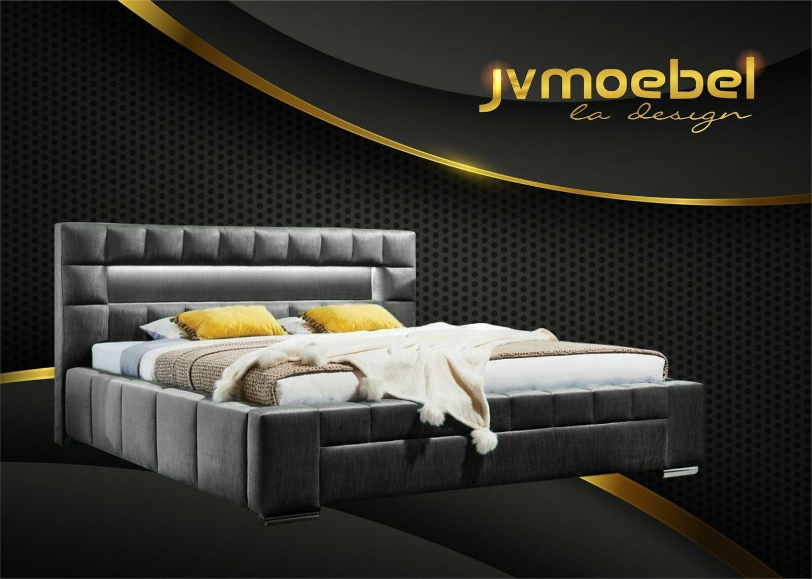 LED JVmoebel Design Bett, Schwarz Modern inkl Möbel Betten Beleuchtung Bett Schlafzimmer