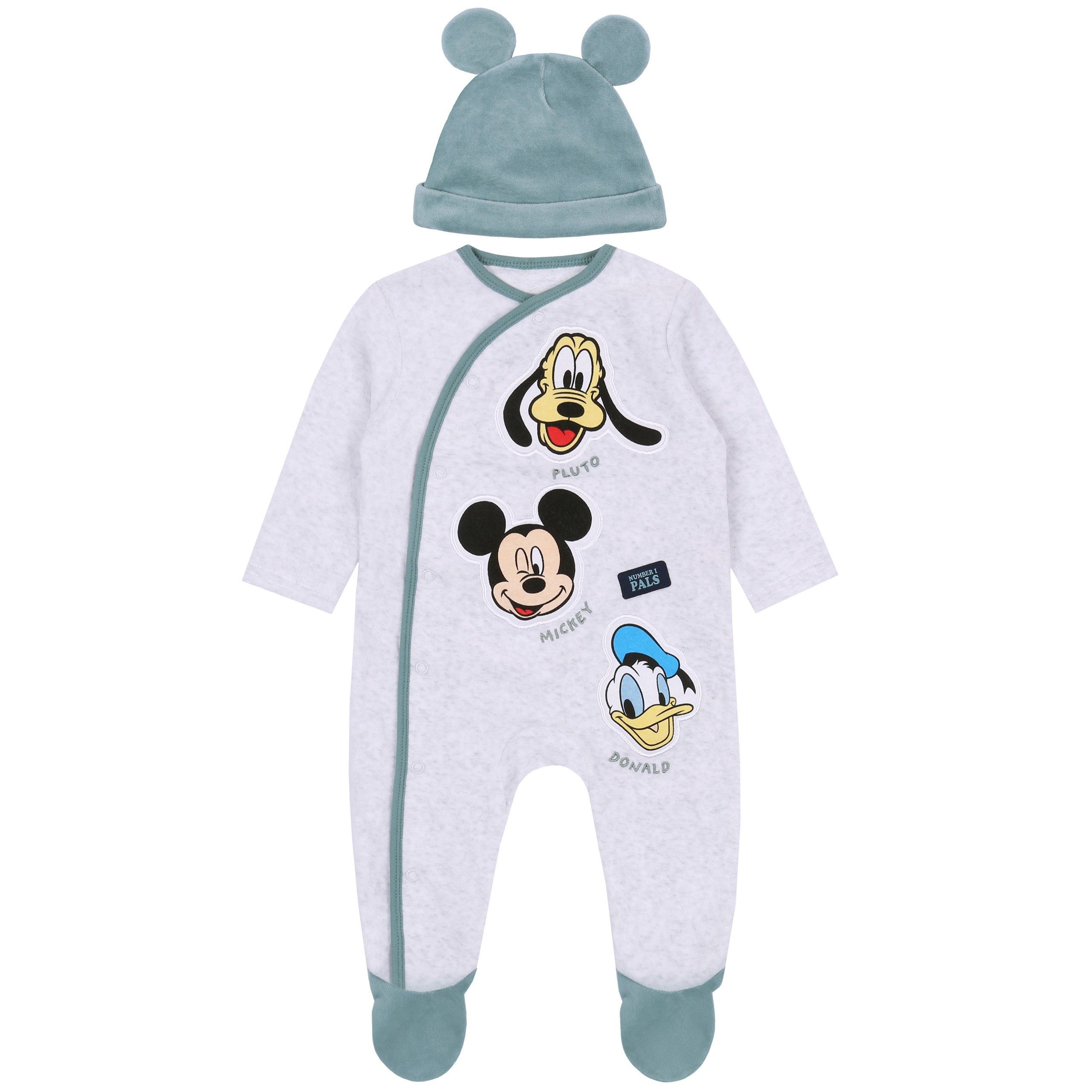 Sarcia.eu Body Grauer Повзунки + Mütze für Jungen Mickey Maus DISNEY 6-9 Monate