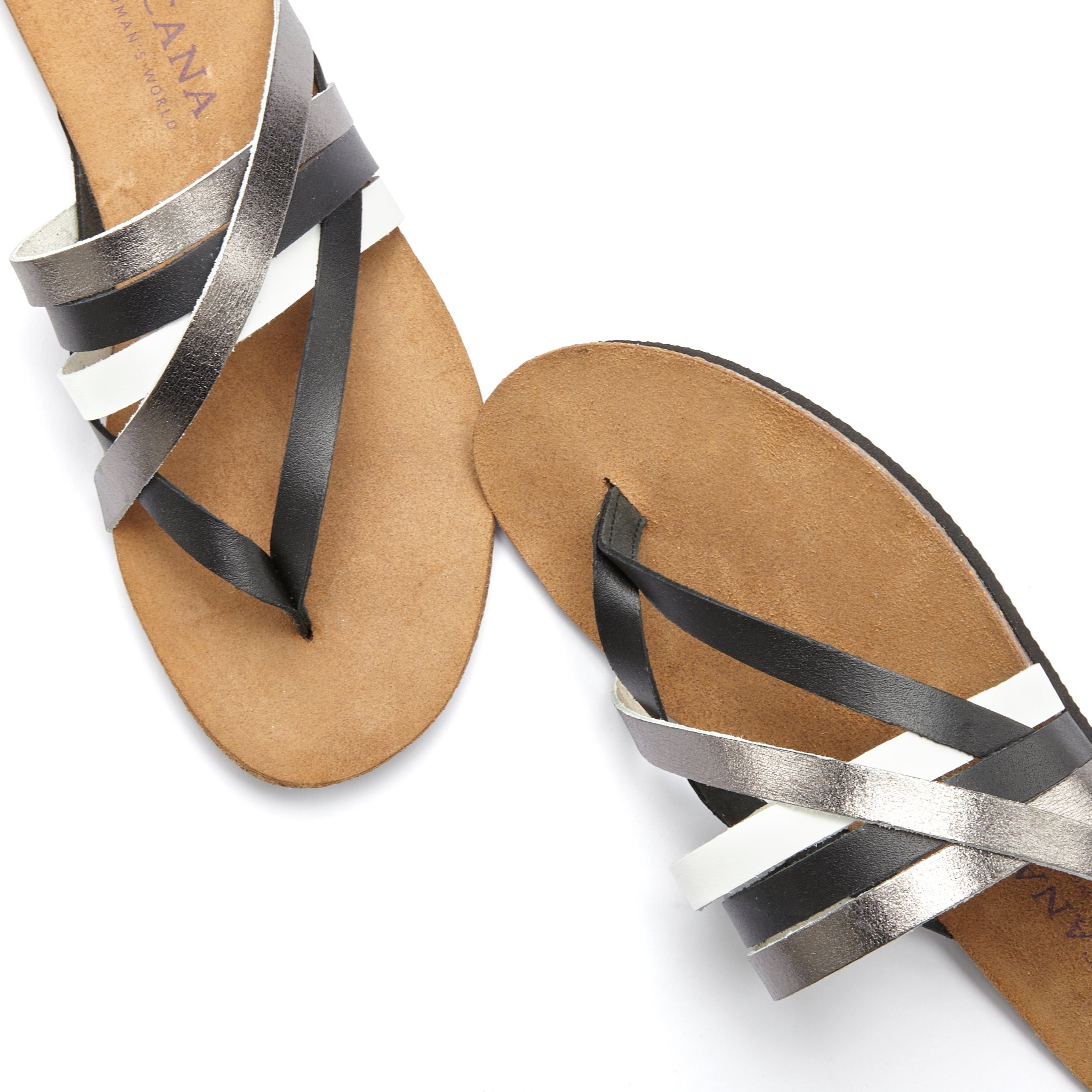 LASCANA Sommerschuh, offener Schuh, Pantolette, Sandale, Zehentrenner aus Leder mit Korkfußbett