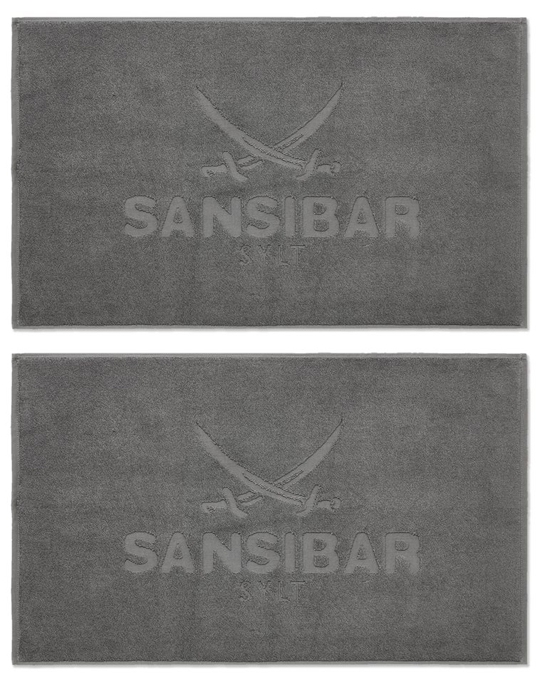 Sansibar Sylt Badematte 2er Set Sansibar Badvorleger, 50x80 cm, Hochtiefprägung, Rückseite hat keine rutschhemmende Beschichtung, hautfreundlich, pflegeleicht, fußbodenheizungsgeeignet, strapazierfähig, schwere Qualität, beste Saugfähigkeit, Baumwolle, Bx