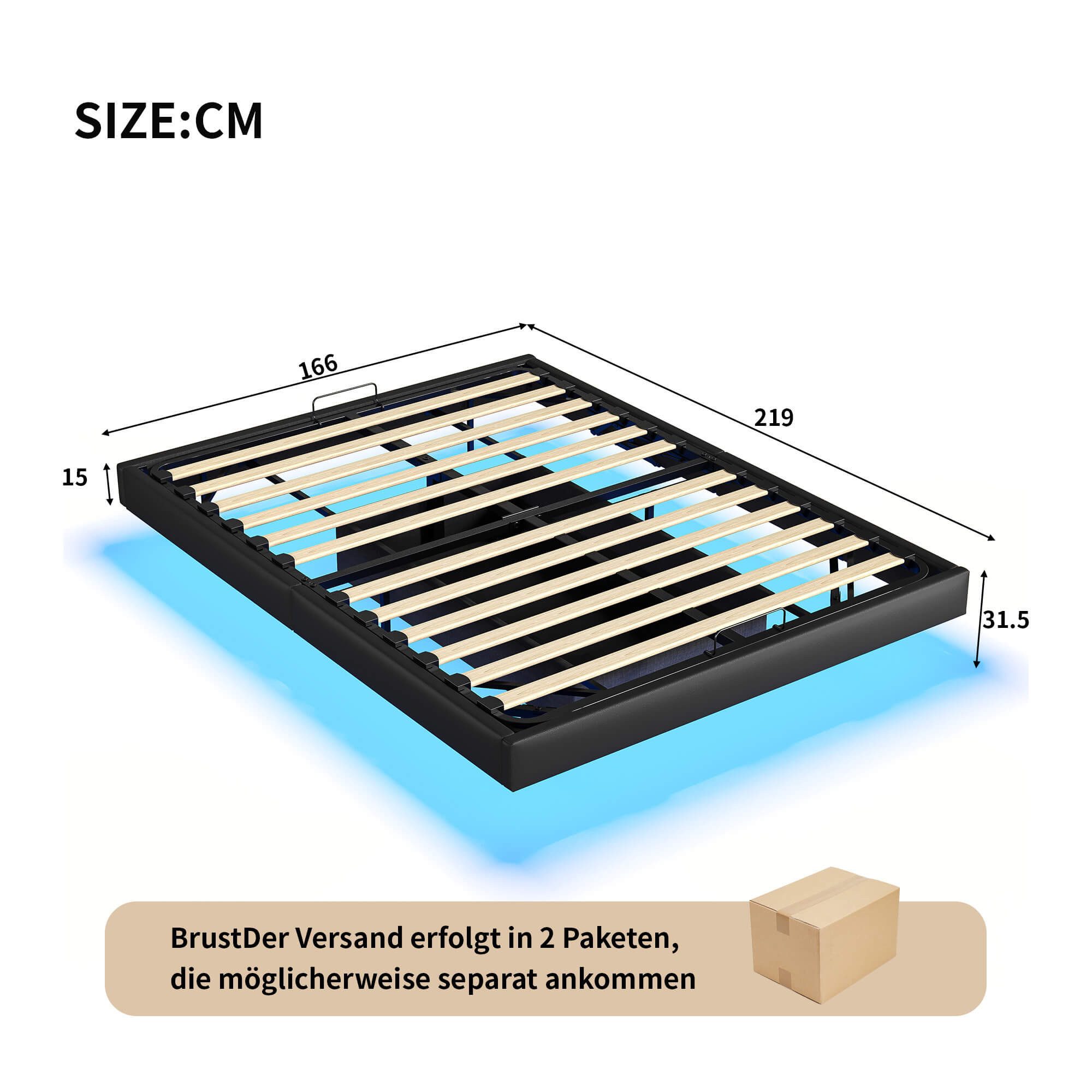 Furnishings Home Polsterbett hydraulisches Doppelbett mit Stauraum + LED-Li günstig online kaufen