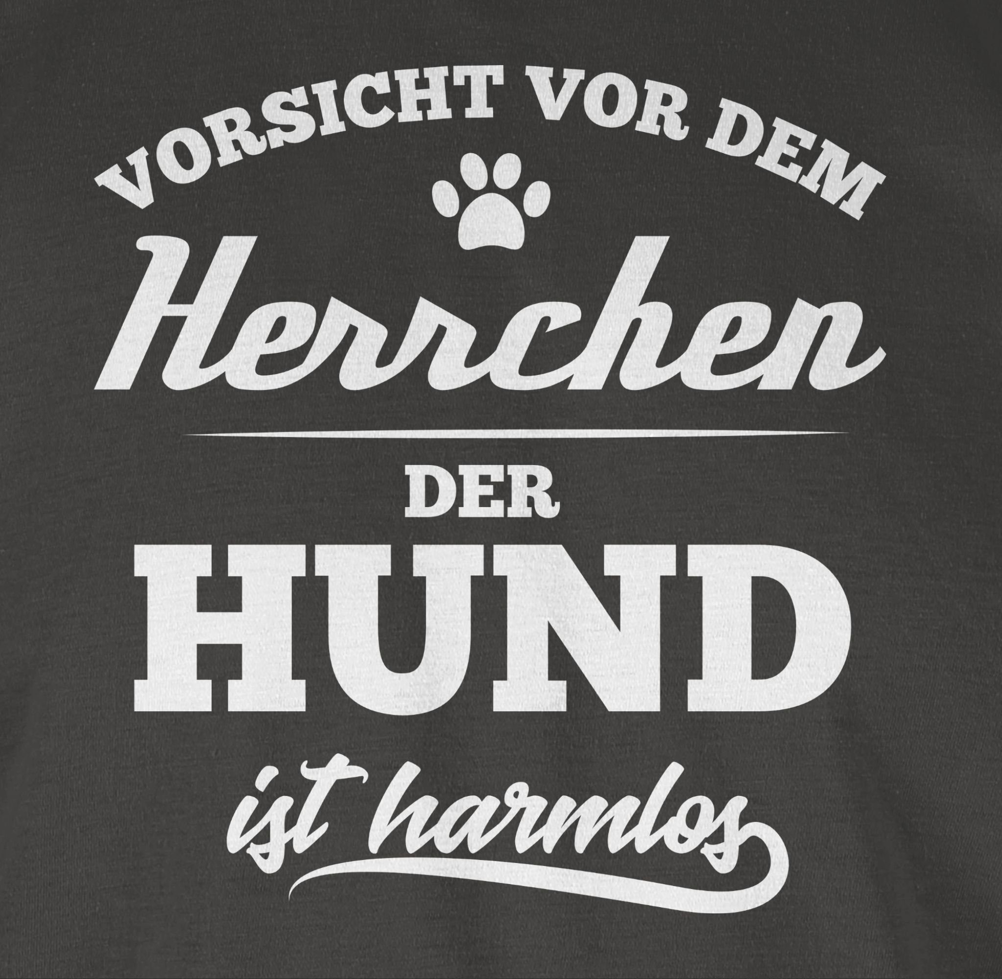 Herrchen harmlos Shirtracer vor der Geschenk für 2 Hundebesitzer T-Shirt dem Dunkelgrau Vorsicht ist Hund
