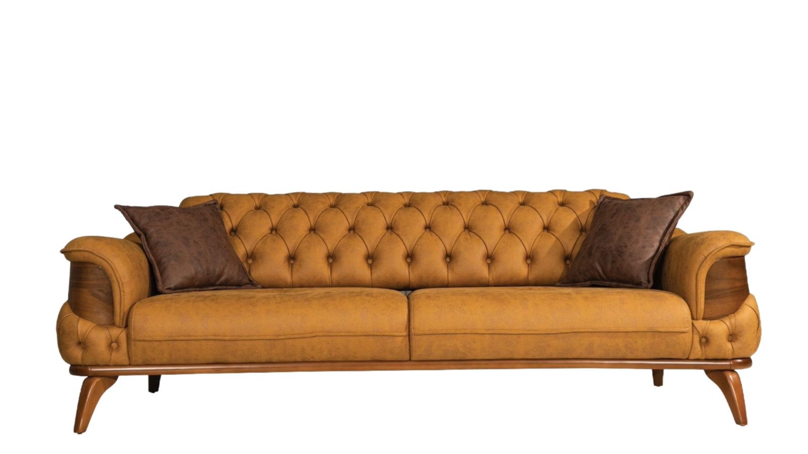 3-Sitzer Modernes gelbes Dreisitzer-Sofa im Chesterfield-Design
