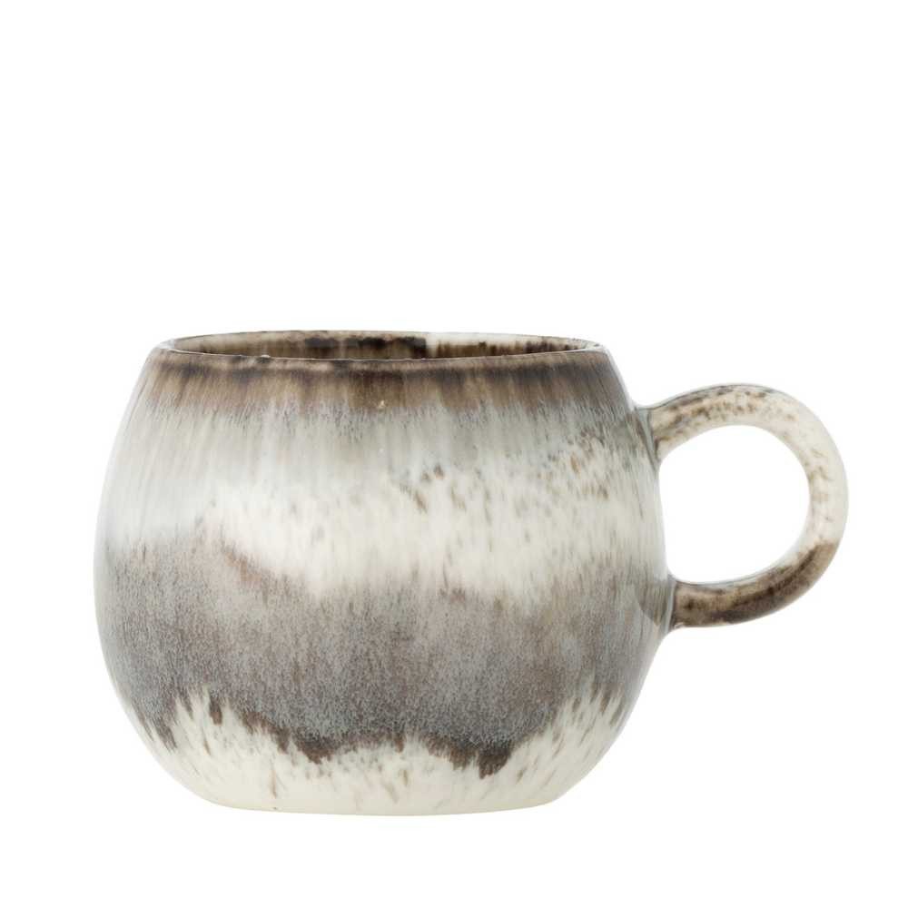 Bloomingville Espressotasse Bloomingville Espresso Tasse PAULA Grau Weiß mit Henkel