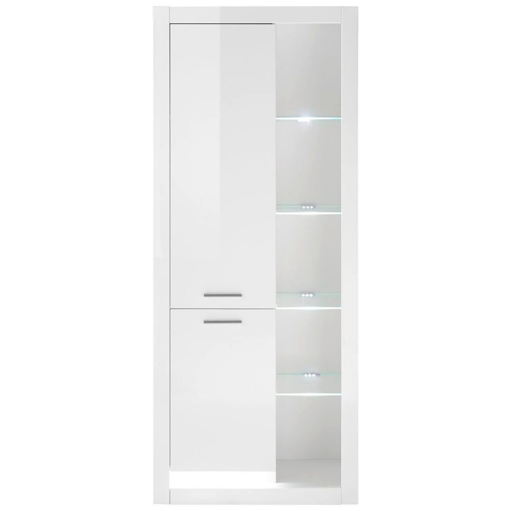 80/195/37cm inkl. weiß in LED-Beleuchtung, Hochglanz Lomadox MAILAND-61 nschrank B/H/T: Vitrine