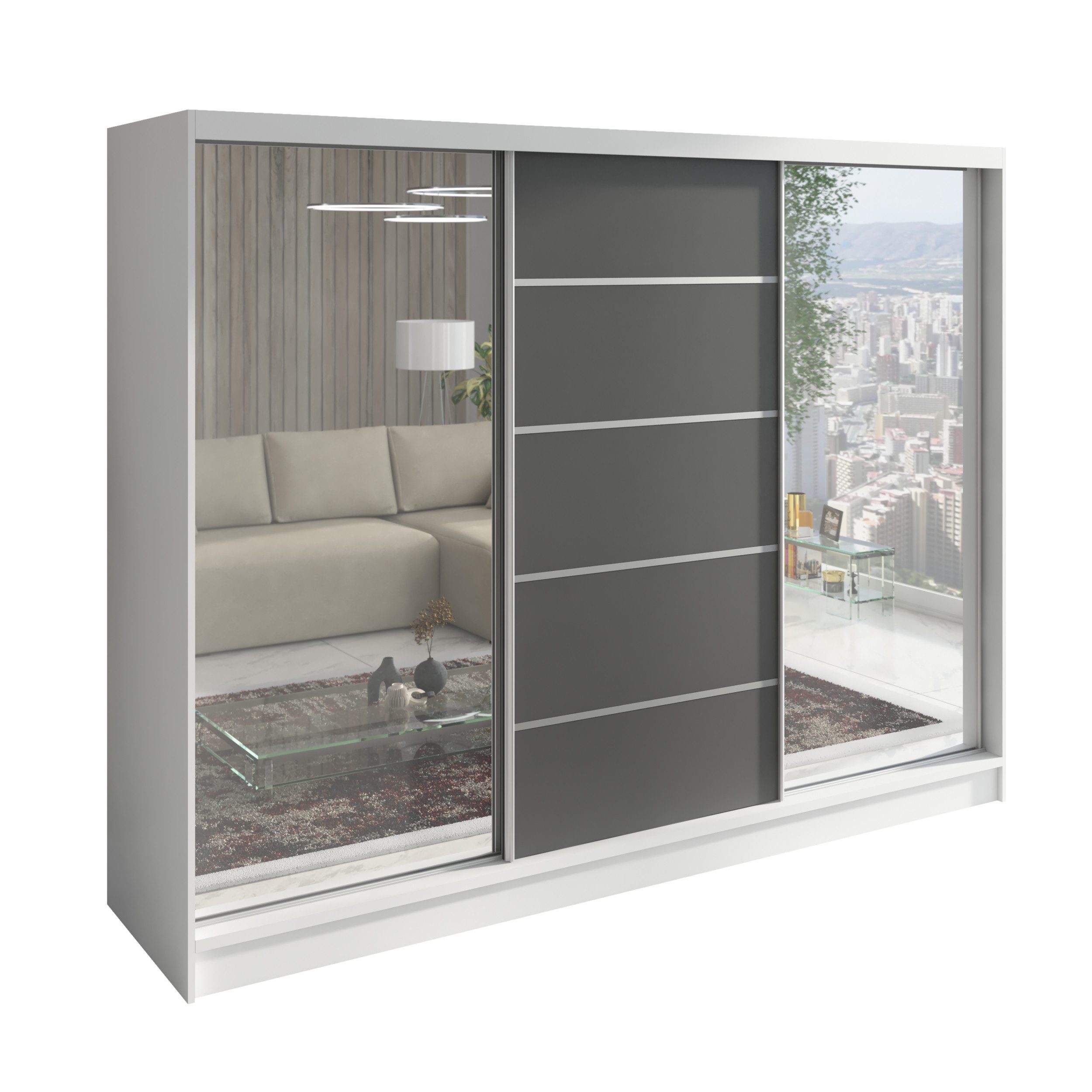 A&J MöbelLand GmbH Schiebetürenschrank TOP Moderner 3-türiger Kleiderschrank mit Spiegel (TOP ANGEBOT! Geräumiger Schrank mit einer Breite von 200 cm ideal zur Aufbewahrung von Kleidung und Accessoires. Wählen Sie das ideale Modell für Ihr Schlafzimmer!,