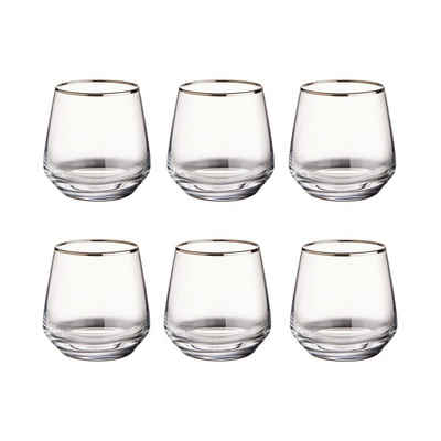 BUTLERS Glas »TOUCH OF SILVER 6x Gläser mit Silberrand 345ml«, Glas