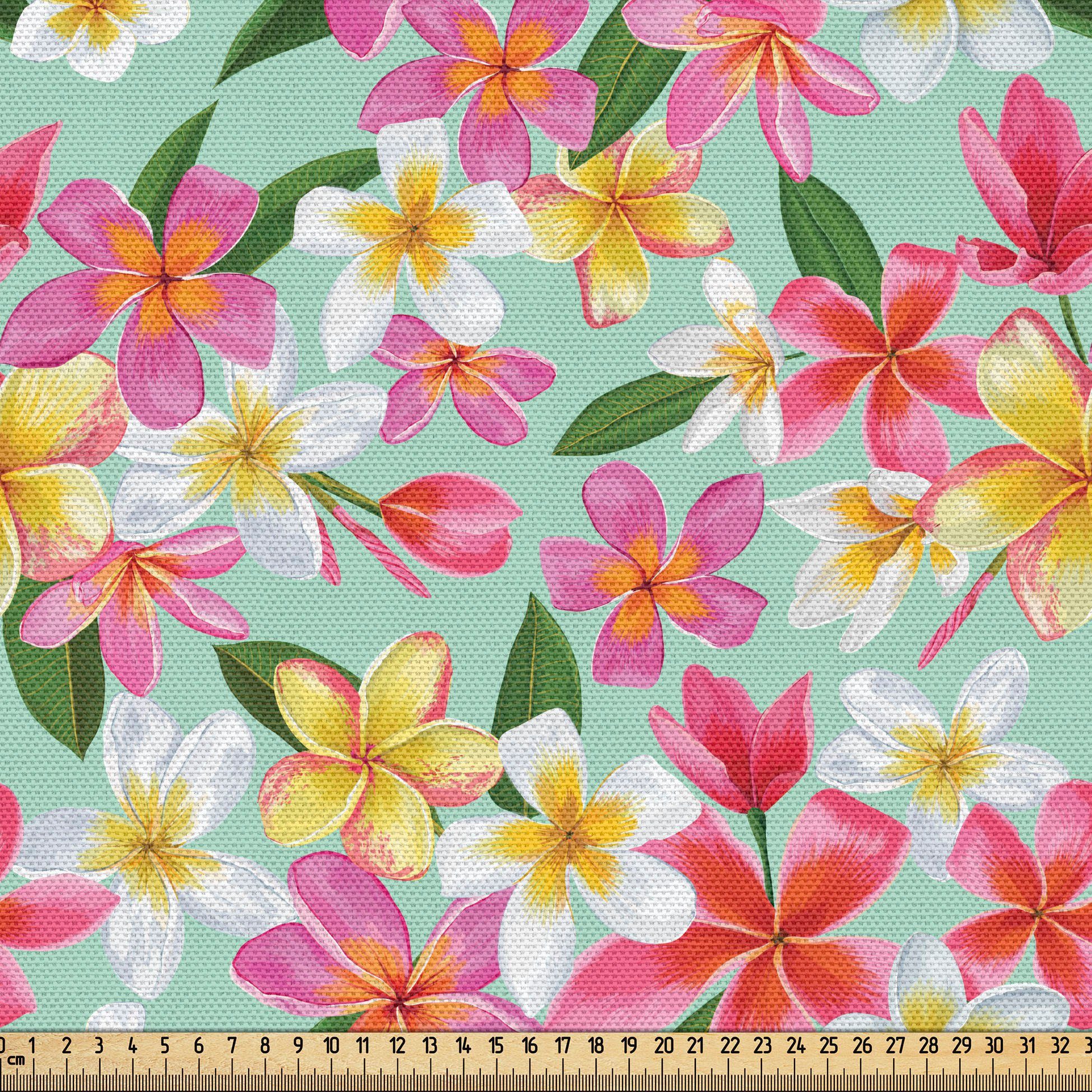 Abakuhaus Stoff Schön Gewebten Stoff für Polster und Wohnaccessoires, Plumeria Exotische Blumen-Aquarell