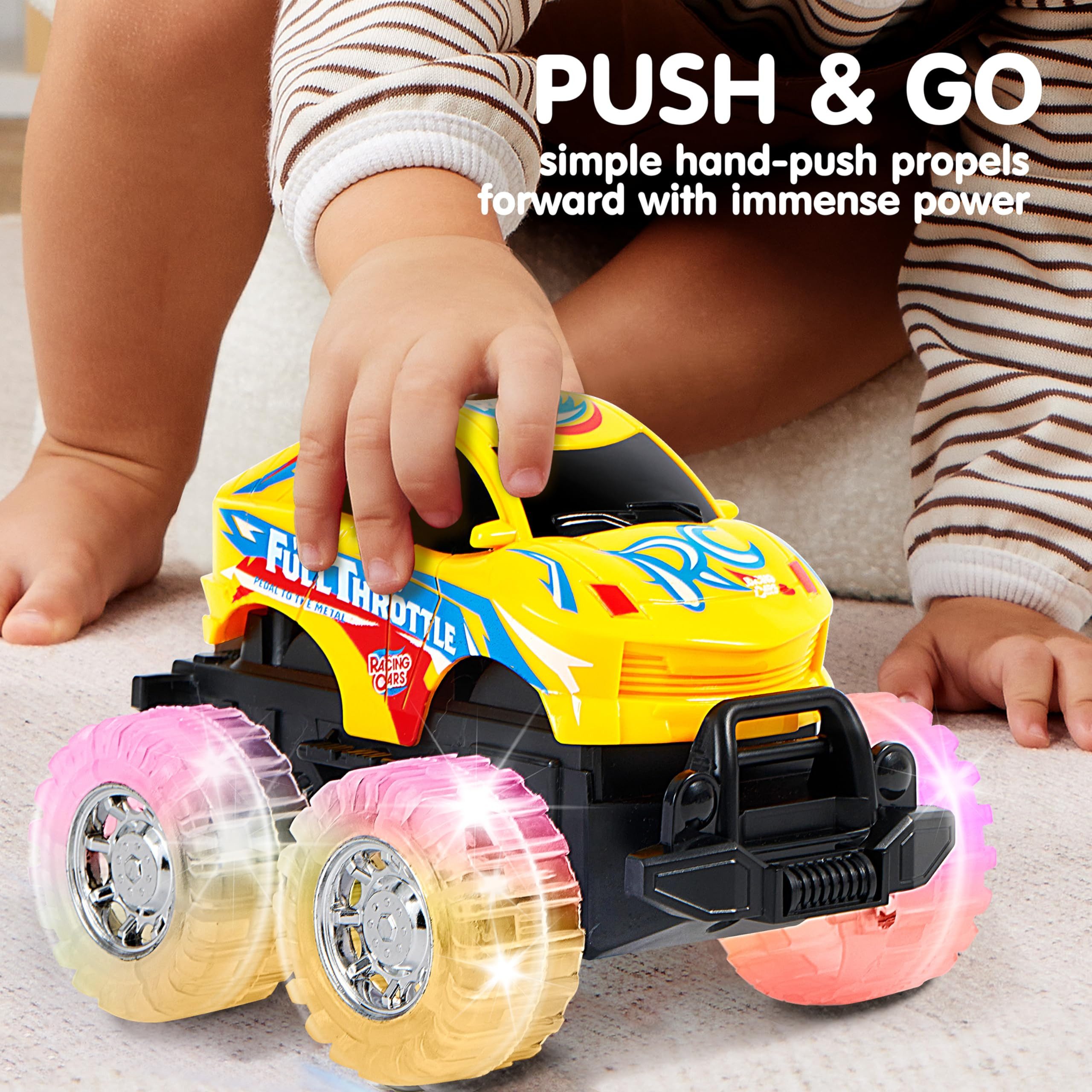 JOYIN Spielzeug-Monstertruck JOYIN 3PCS LED Monster Trucks Auto Spielzeug ab 1 2 3 4 Jahre Junge, (3-tlg)
