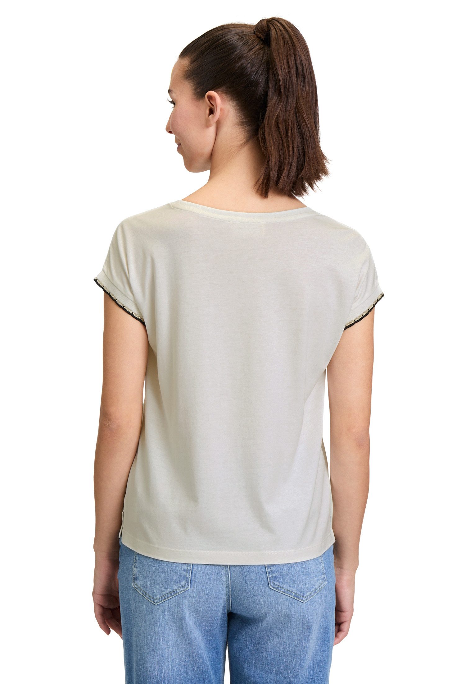 Cartoon Kurzarmshirt Damen mit Rundhalsausschnitt (1-tlg) Rippbündchen