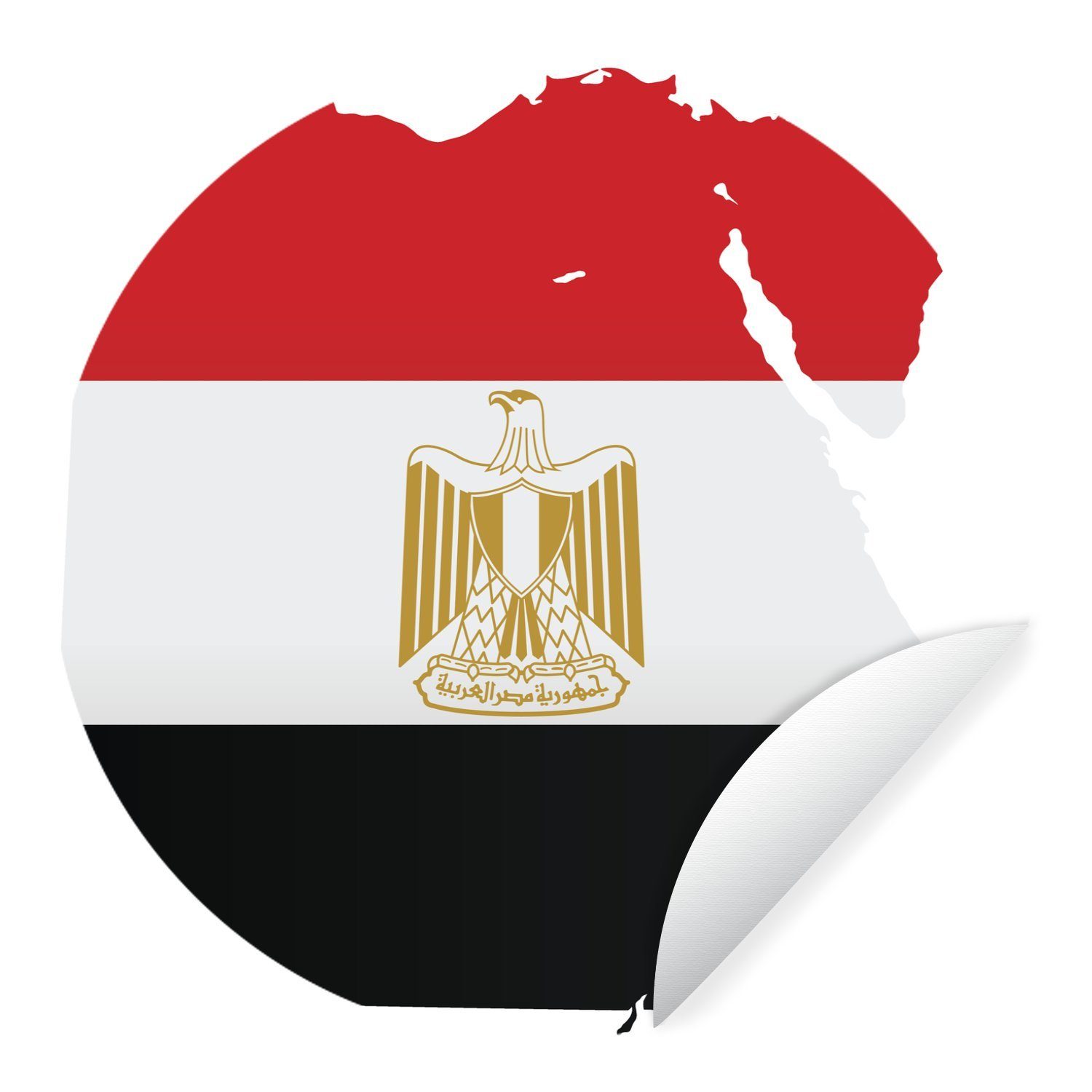 MuchoWow Wandsticker Illustration der Karte von Ägypten mit der ägyptischen Flagge (1 St), Tapetenkreis für Kinderzimmer, Tapetenaufkleber, Rund, Wohnzimmer