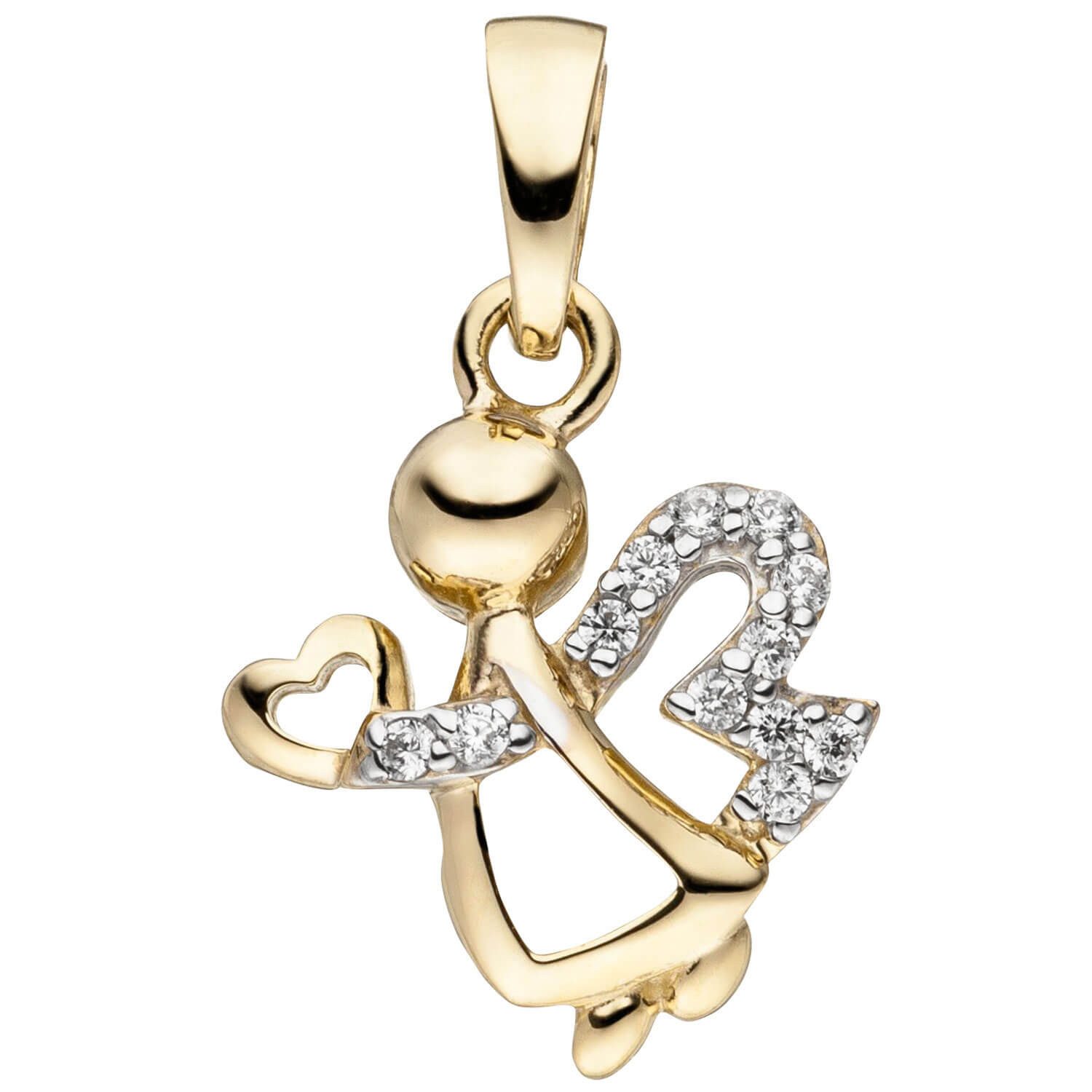 Schmuck Krone Kettenanhänger Anhänger Engel mit Herz aus 333 Gelbgold, Gold günstig online kaufen