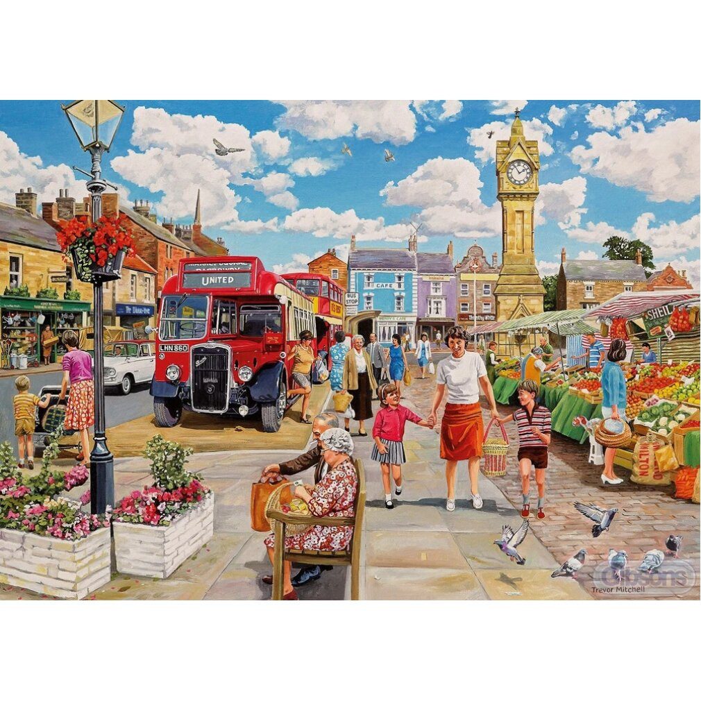 GIBSONS Puzzle Puzzle Markt unter dem Uhrenturm 1000 Teile, Puzzleteile