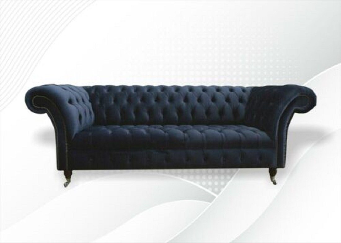 JVmoebel Chesterfield-Sofa Luxus Dunkelblaue Chesterfield Couch moderner Dreisitzer Sofa Neu, Made in Europe