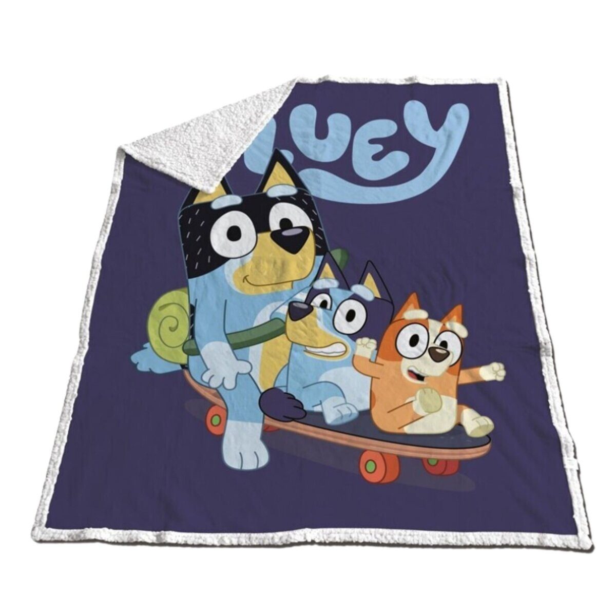 Wohndecke Bluey Fleecedecke 150x120 cm Kuschelige Sherpa-Decke, Bluey, Geschenkidee für Mädchen und Jungen