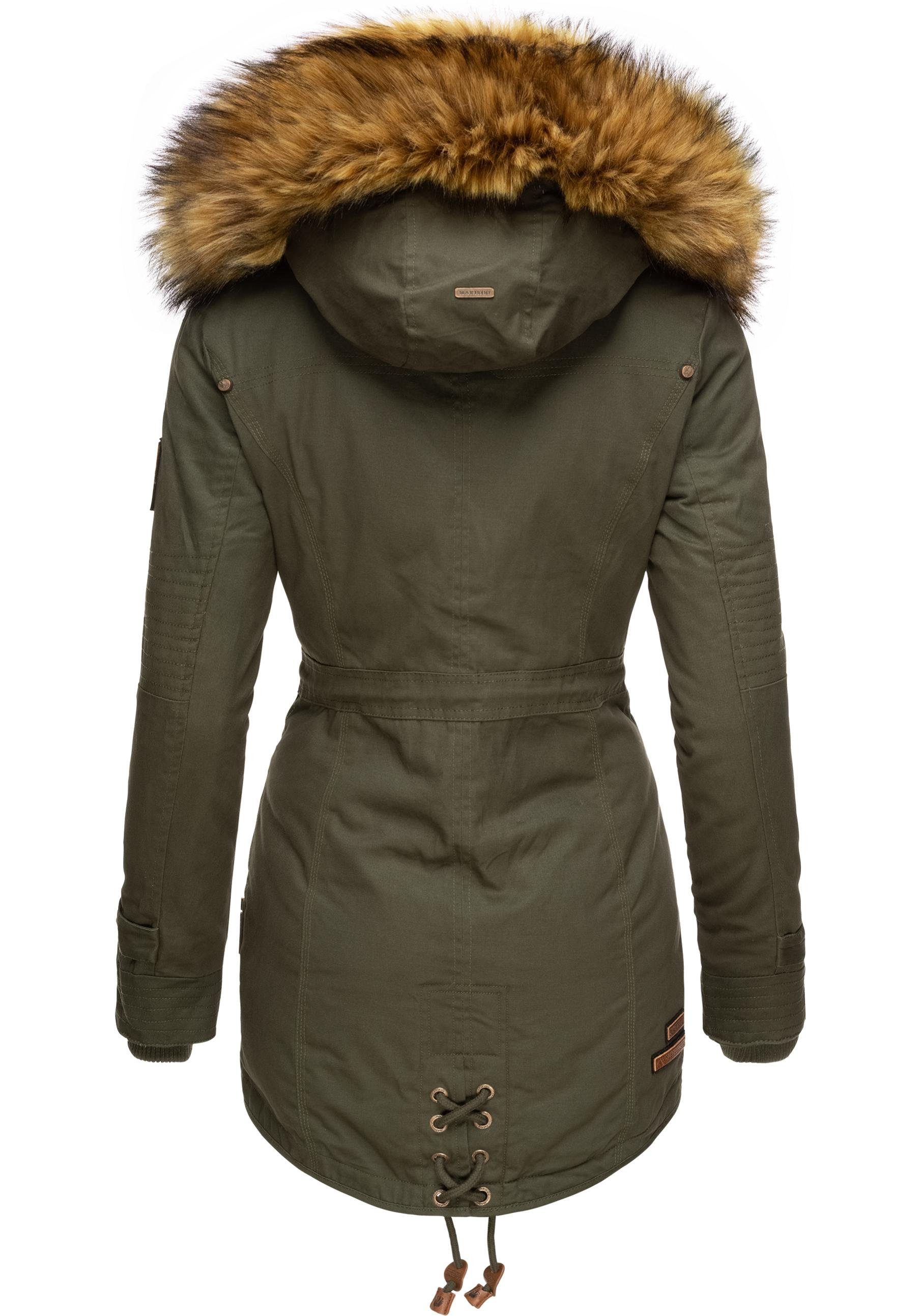 Marikoo Wintermantel La Viva Prc stylischer Winterparka mit abnehmbarem Kunstfell