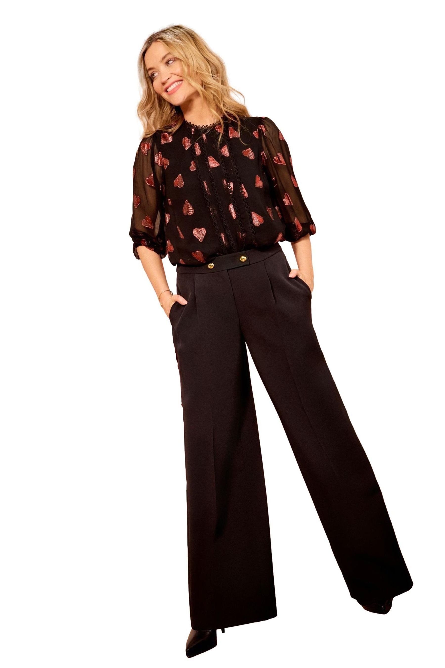 Langarmbluse Love & Roses Langärmlige Jacquard-Bluse