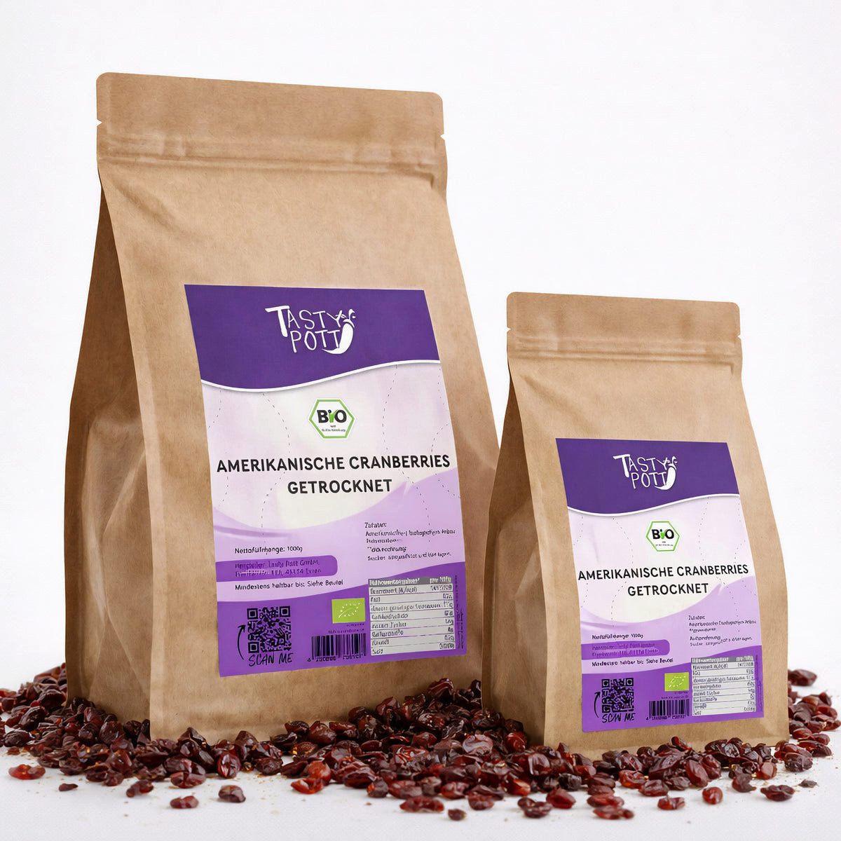 Tasty Trockenfrüchte Tasty Pott Amerikanische Bio Cranberries getrockne im Vergleich