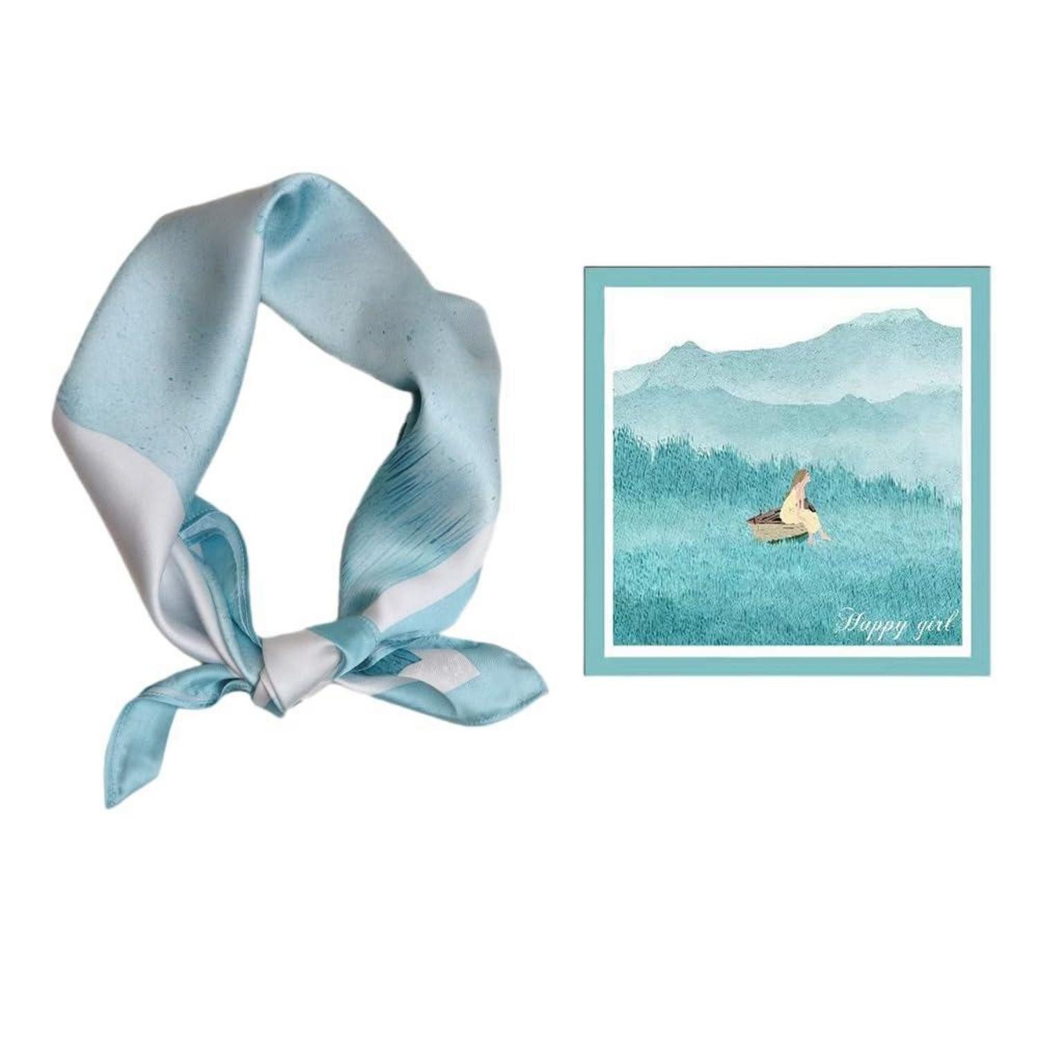 LuxusKollektion Modeschal Schal Quadrat 53x53cm Impressionismus-Muster Green, (1-St)